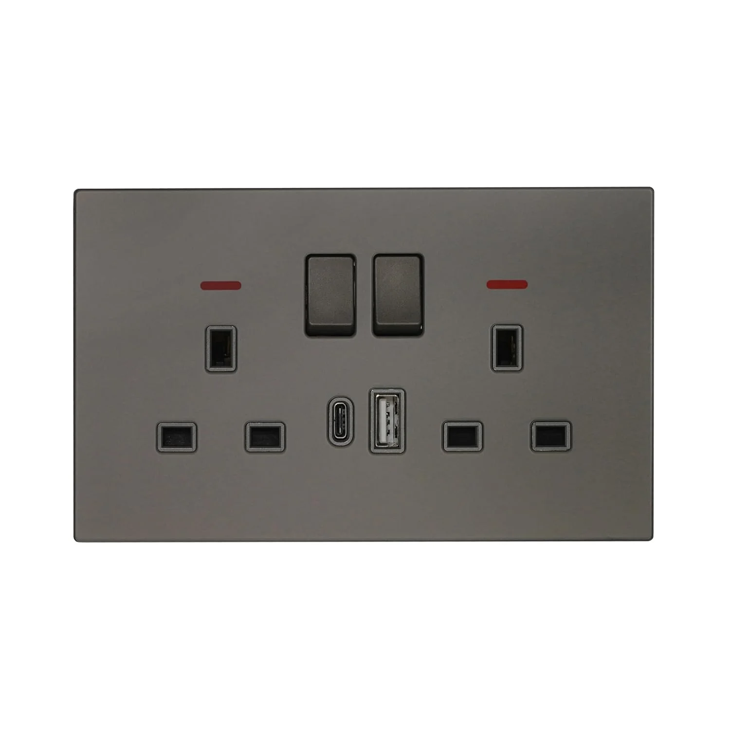 پریز برق دو قلو 13 آمپر DonMarco - USB + Type-C (5V 3.1A) - شیشه اکریلیک فوق العاده نازک، پریز برق مقاوم در برابر آتش، 3 سال گارانتی، پورت های شارژ دوگانه
