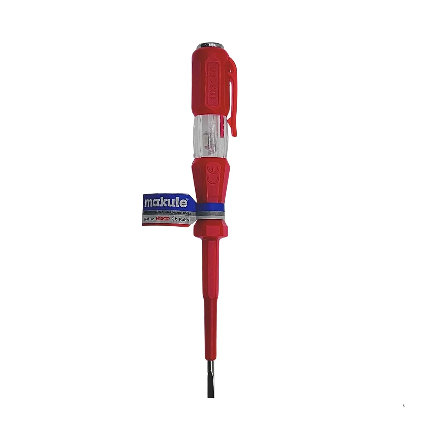 قلم تست ولتاژ Makute – پیچ گوشتی تست برق AC 100–500V با نشانگر نئون | تستر مدار دستی عایق شده برای خانه، پریز، سیم و تشخیص خطوط برق (قرمز)