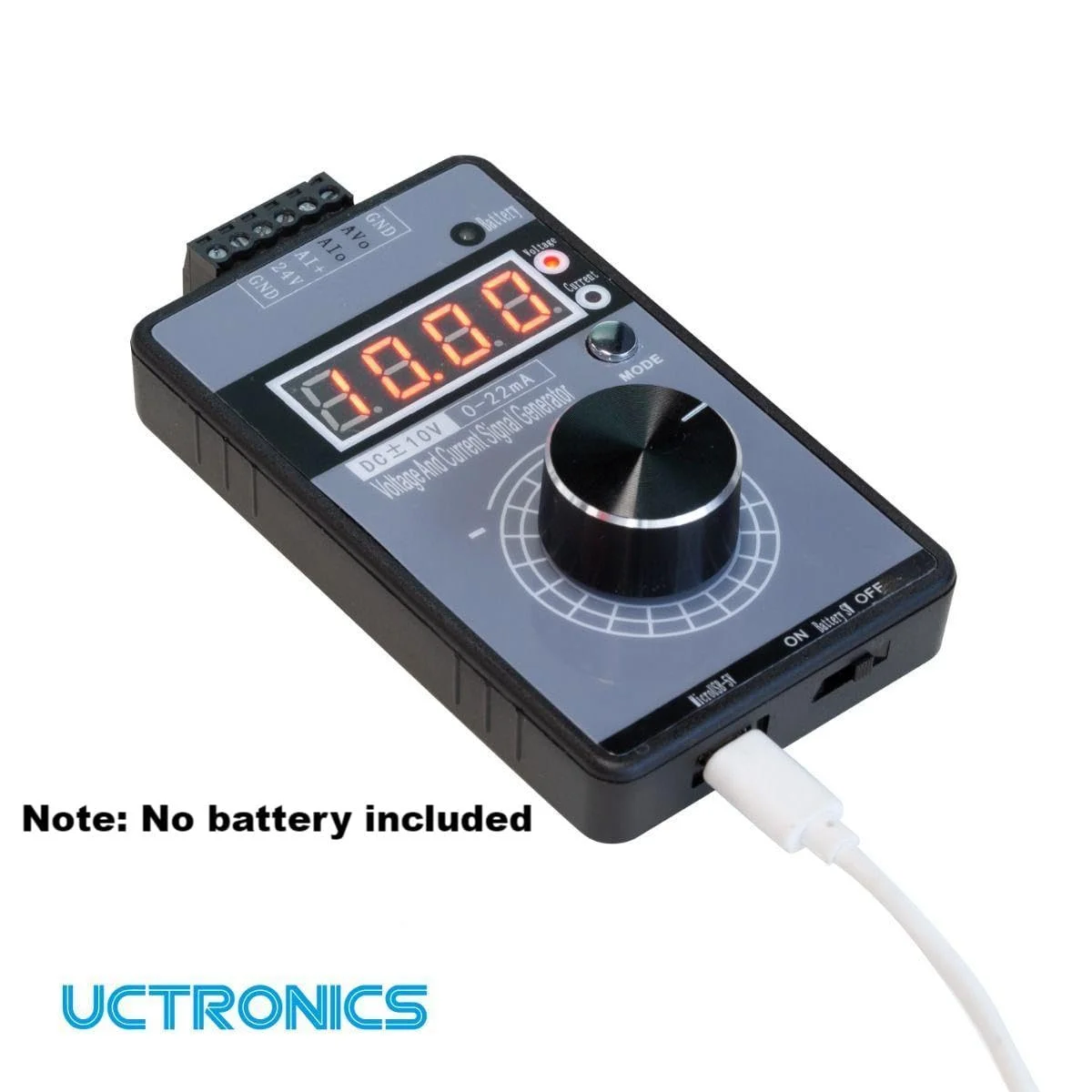 ژنراتور سیگنال جریان ولتاژ UCTRONICS DC ±10V 0/4-20mA، شبیه ساز آنالوگ رابط منبع تغذیه USB برای اشکال زدایی PLC و پنل، تست دستگاه، مبدل فرکانس، شیر جریان