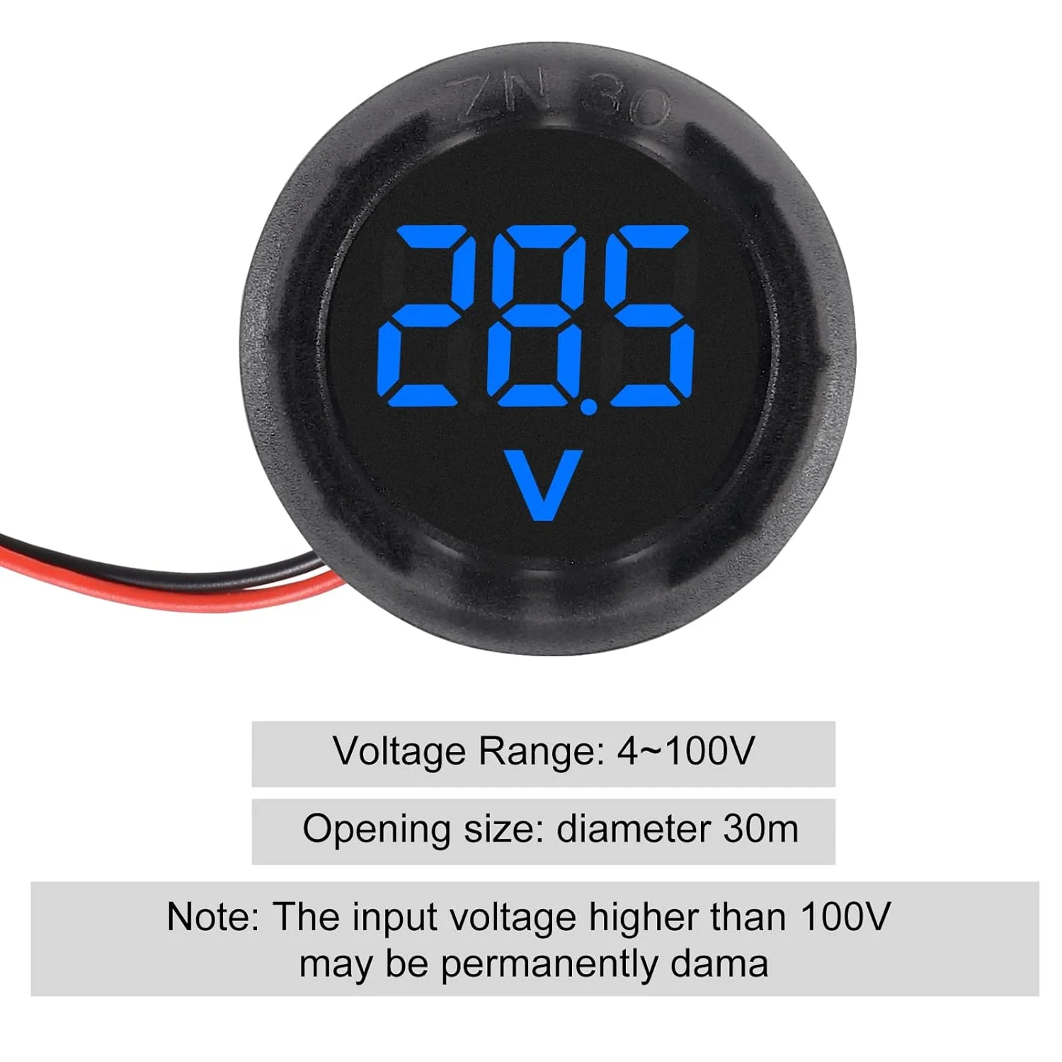 نمایشگر دیجیتال LED خودرو DWEII، ولت متر دو سیم گرد DC 4-100 ولت، تستر ولتاژ دیجیتال DC، پنل مانیتور برای موتور سیکلت، کامیون، کمپر، کاروان، دریایی، ATV، UTV (5 عدد)