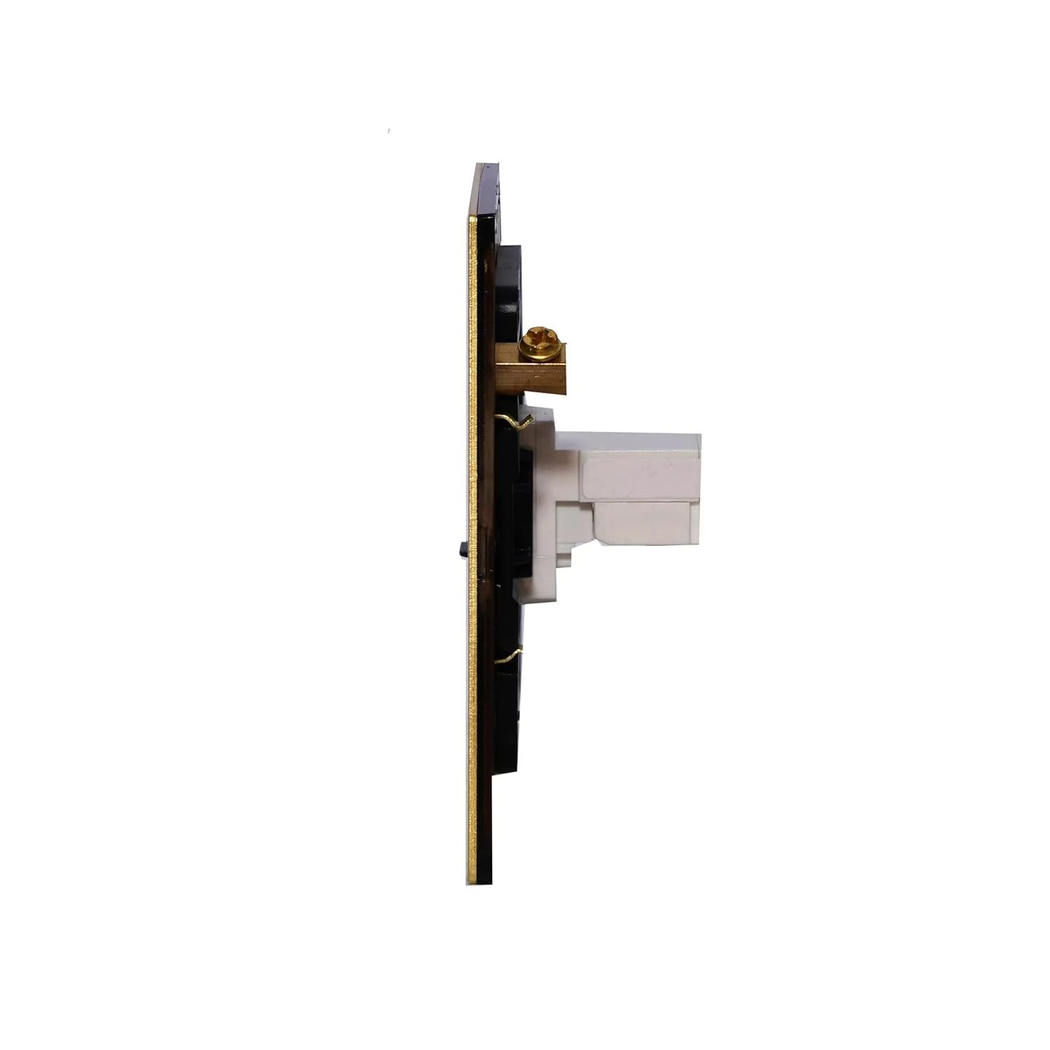 پریز کامپیوتر DonMarco (RJ45/CAT6) - پنل استیل ضد زنگ، پریز برق مقاوم در برابر آتش، 3 سال گارانتی، اتصال شبکه پرسرعت (برنجی طبیعی برس خورده)