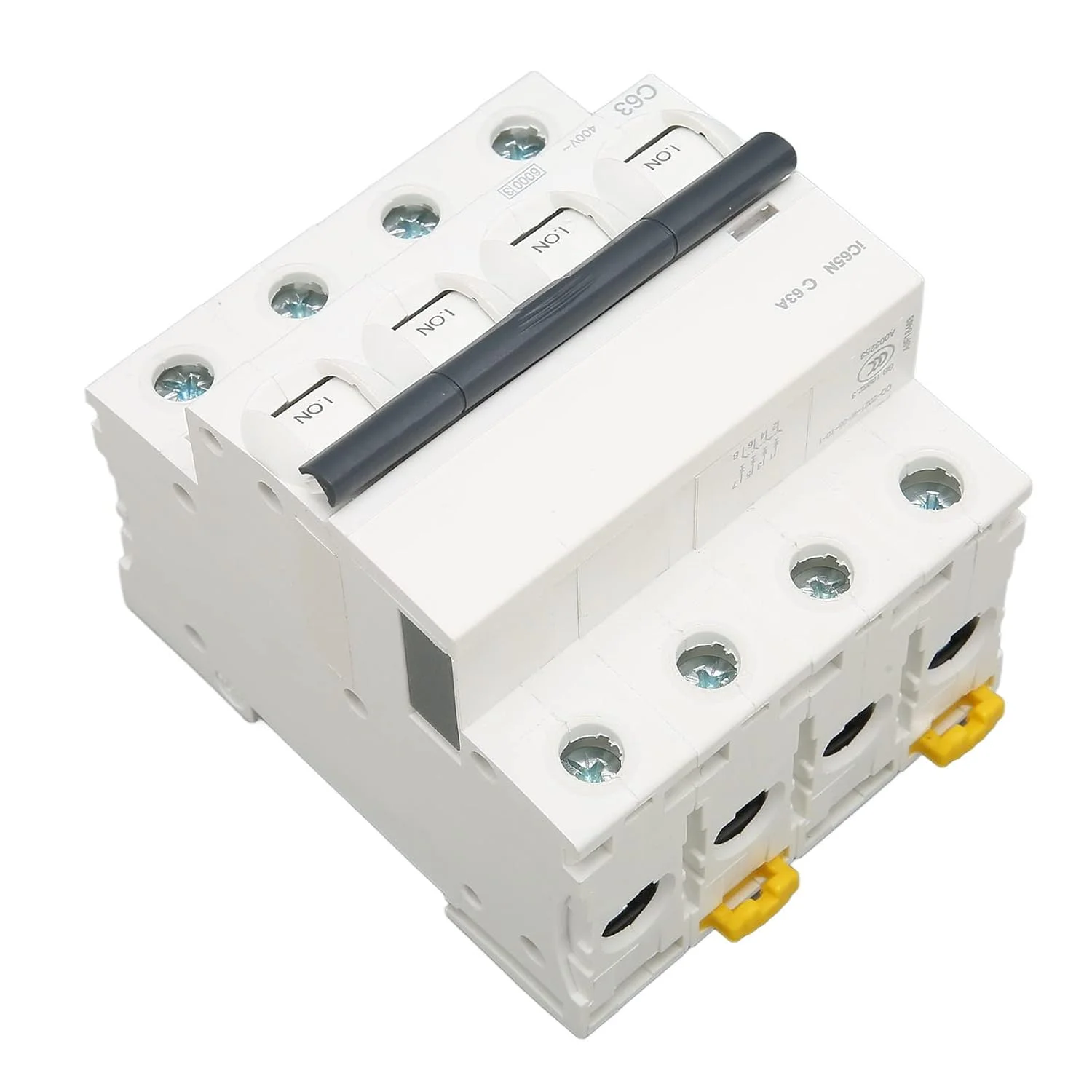 قطع کننده مدار، AC 400V مقاوم در برابر شعله نصب آسان قطع کننده مدار مینیاتوری PA66 خاموش کننده سریع قوس الکتریکی برای سایت صنعتی (63A)