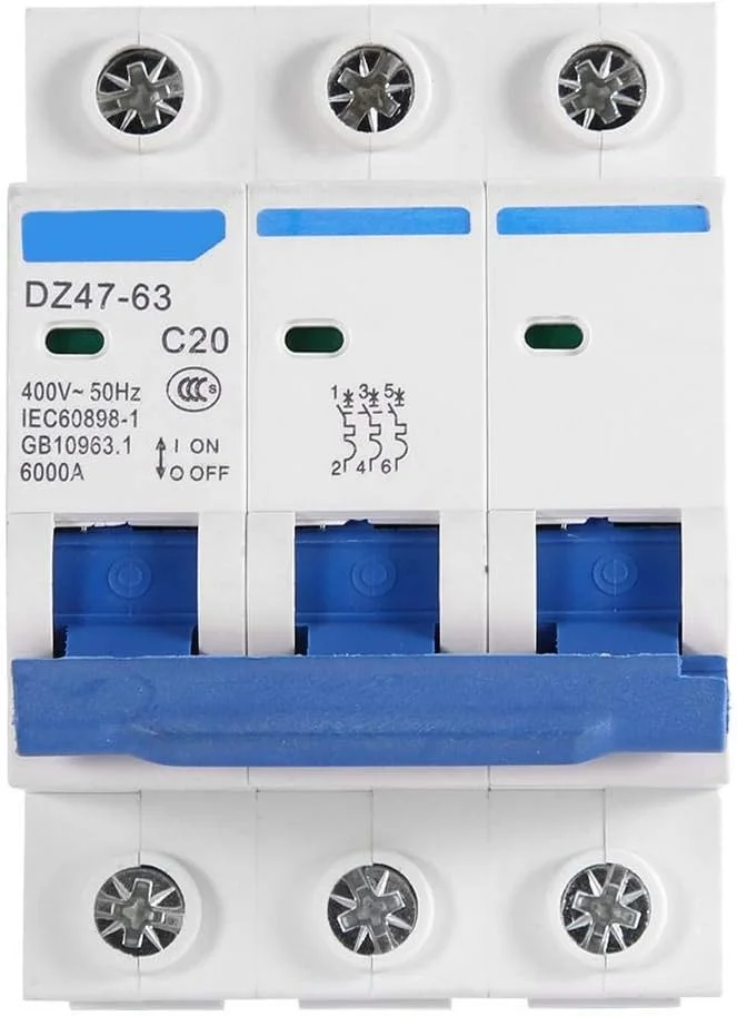 کلید مینیاتوری 3 پل MCB کلید ایمنی DZ47-63 AC 400V 6/10/16/20 آمپر (20 آمپر)