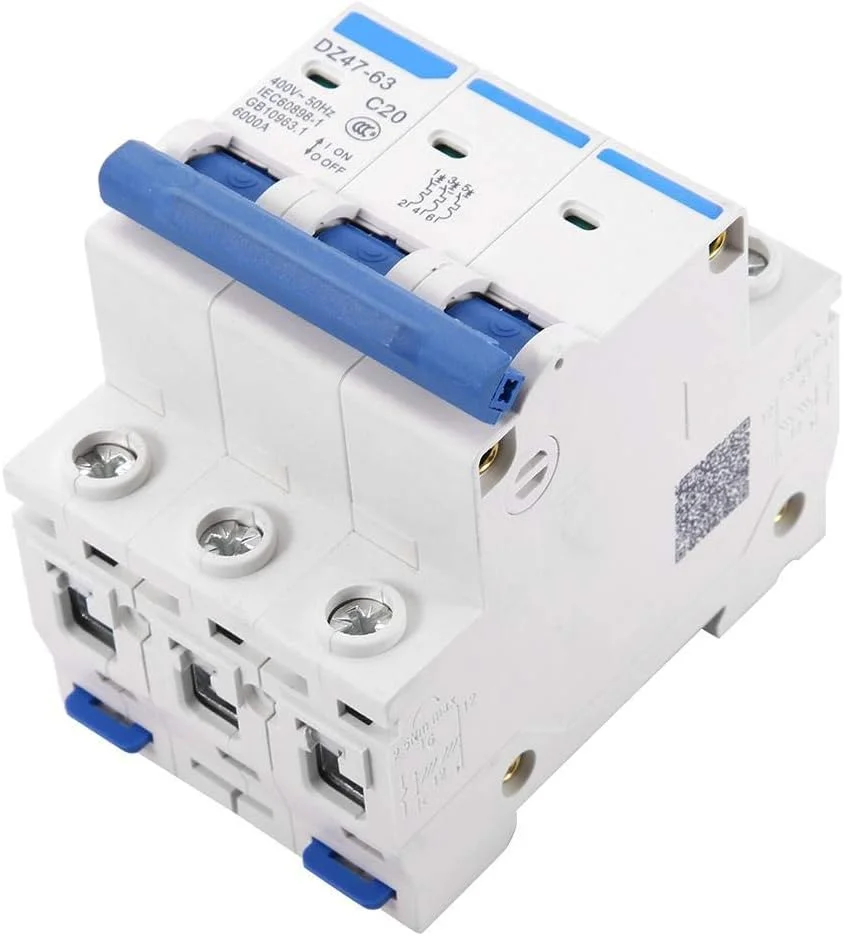 کلید مینیاتوری 3 پل MCB کلید ایمنی DZ47-63 AC 400V 6/10/16/20 آمپر (20 آمپر)