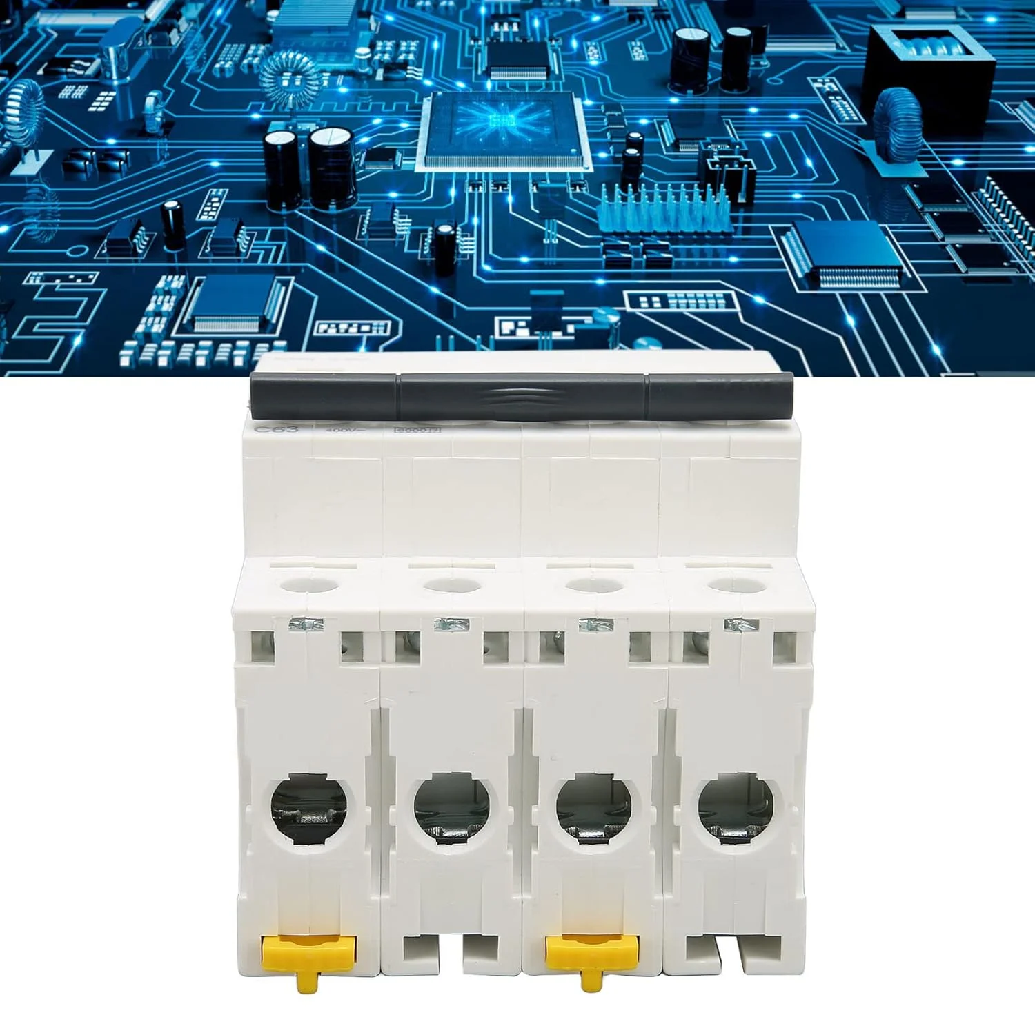 قطع کننده مدار، AC 400V مقاوم در برابر شعله نصب آسان قطع کننده مدار مینیاتوری PA66 خاموش کننده سریع قوس الکتریکی برای سایت صنعتی (63A) قطع کننده مدار، AC 400V مقاوم در برابر شعله نصب آسان قطع کننده مدار مینیاتوری PA66 خاموش کننده سریع قوس الکتریکی برای سایت صنعتی (63A)