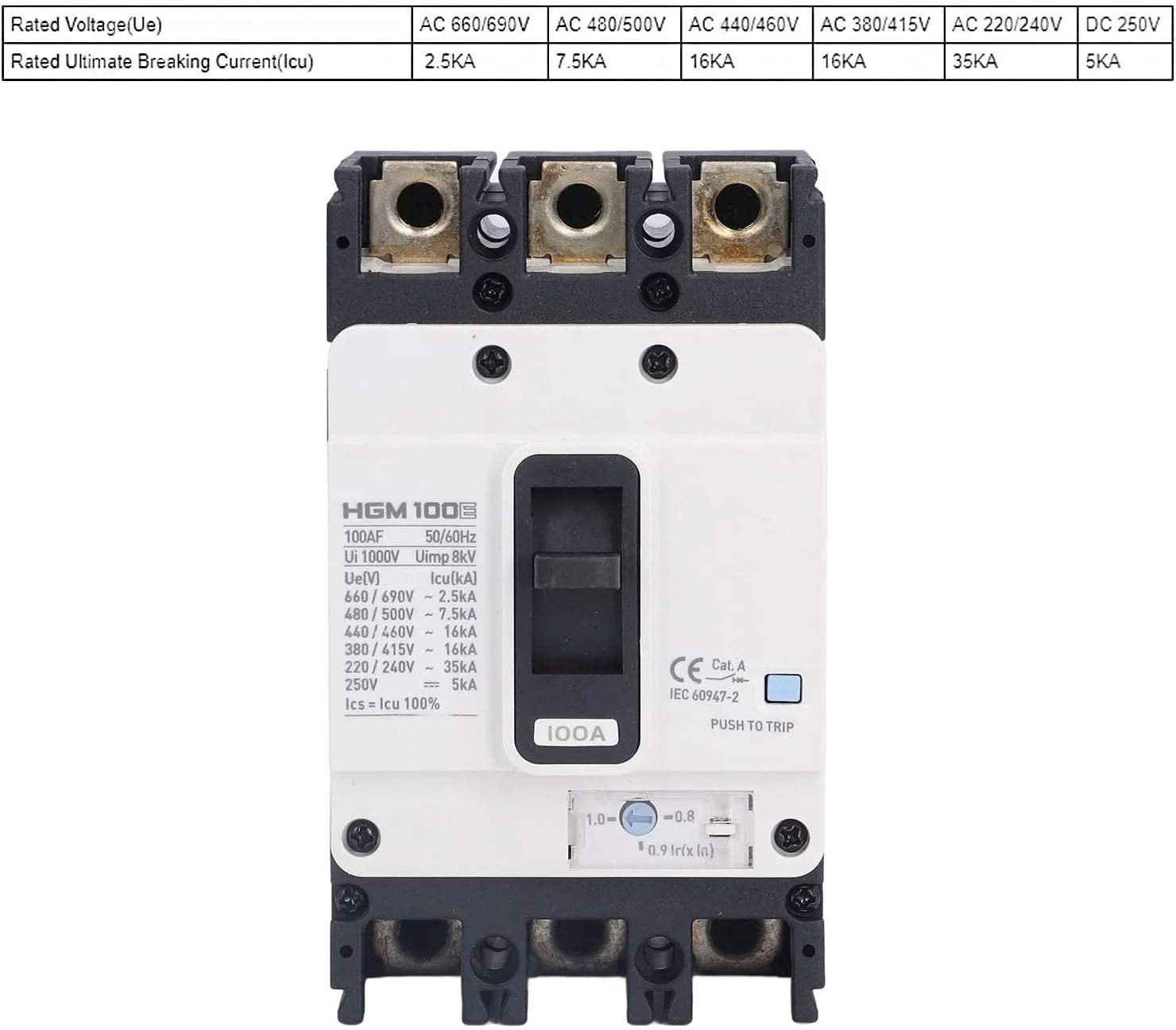 کلید مدار شکن HGM 100E 100A 3P MCCB محافظت از اضافه بار باتری خورشیدی، قطع کننده قالب دار برای موتور کلید مدار شکن HGM 100E 100A 3P MCCB محافظت از اضافه بار باتری خورشیدی، قطع کننده قالب دار برای موتور