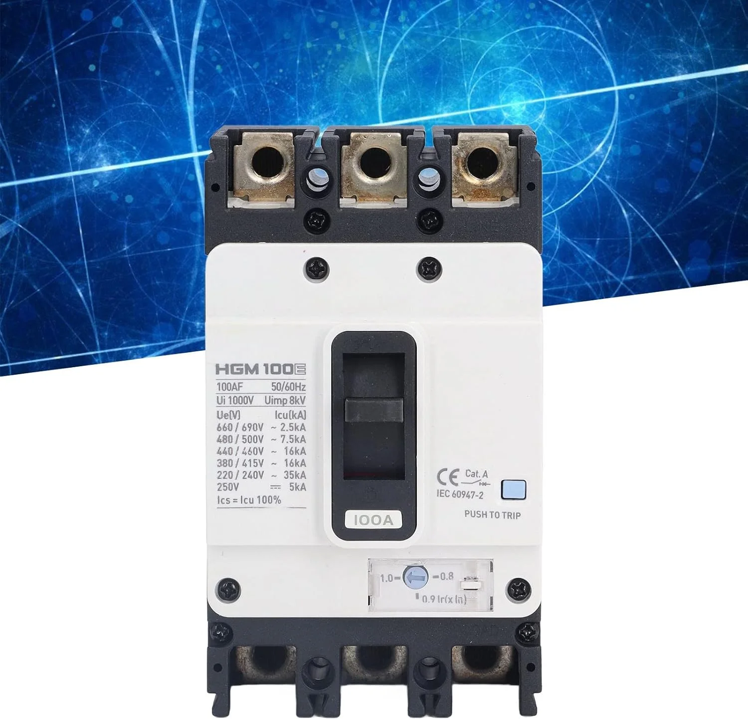 کلید مدار شکن HGM 100E 100A 3P MCCB محافظت از اضافه بار باتری خورشیدی، قطع کننده قالب دار برای موتور کلید مدار شکن HGM 100E 100A 3P MCCB محافظت از اضافه بار باتری خورشیدی، قطع کننده قالب دار برای موتور