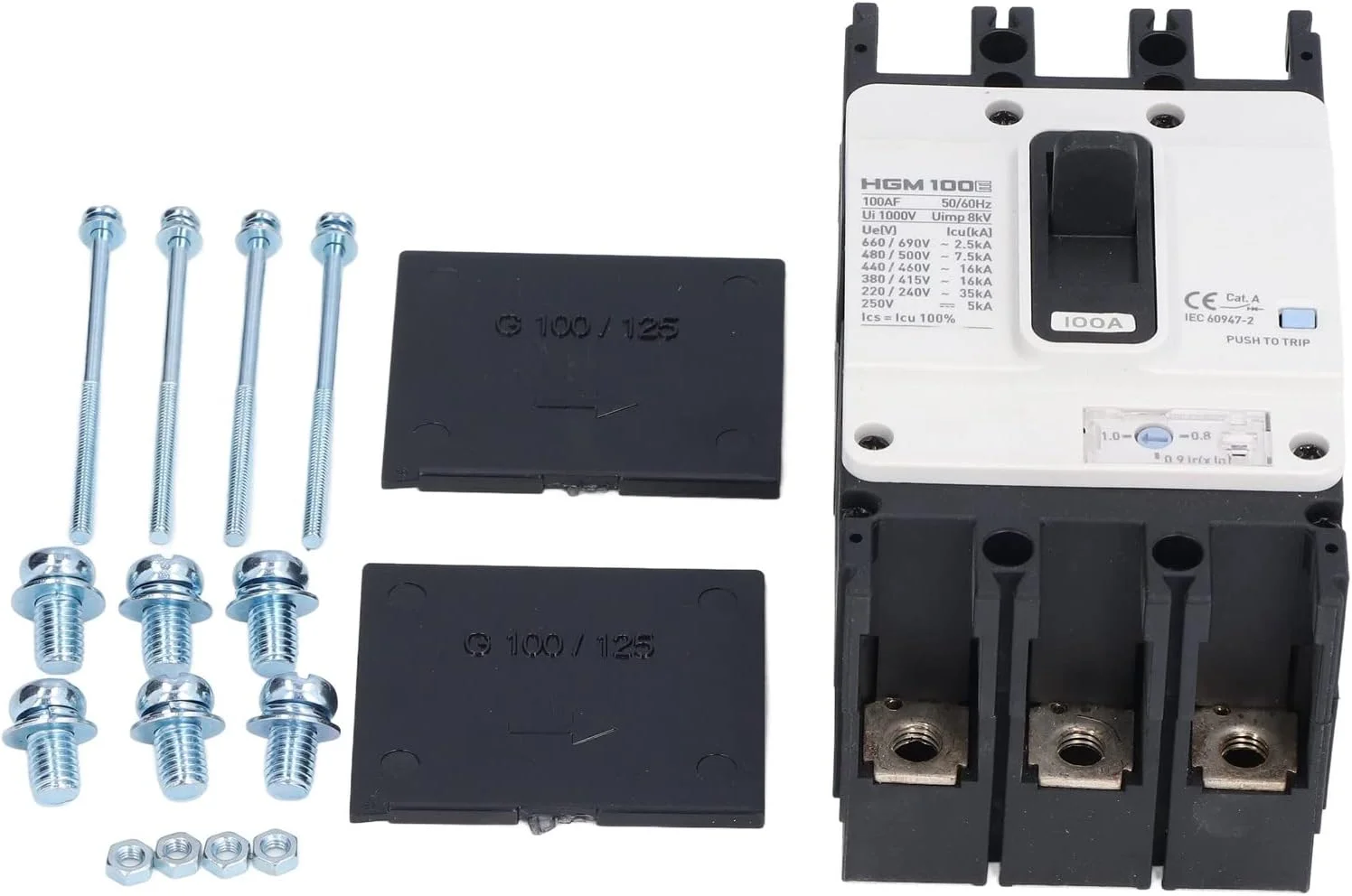 کلید مدار شکن HGM 100E 100A 3P MCCB محافظت از اضافه بار باتری خورشیدی، قطع کننده قالب دار برای موتور کلید مدار شکن HGM 100E 100A 3P MCCB محافظت از اضافه بار باتری خورشیدی، قطع کننده قالب دار برای موتور