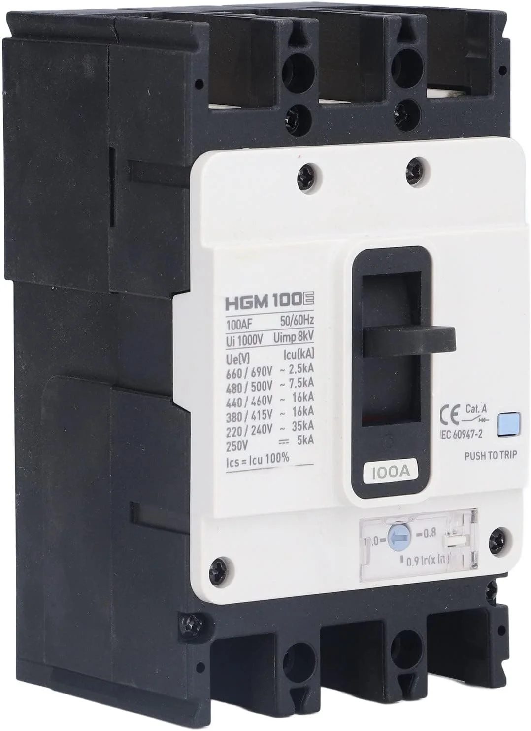 کلید مدار شکن HGM 100E 100A 3P MCCB محافظت از اضافه بار باتری خورشیدی، قطع کننده قالب دار برای موتور کلید مدار شکن HGM 100E 100A 3P MCCB محافظت از اضافه بار باتری خورشیدی، قطع کننده قالب دار برای موتور
