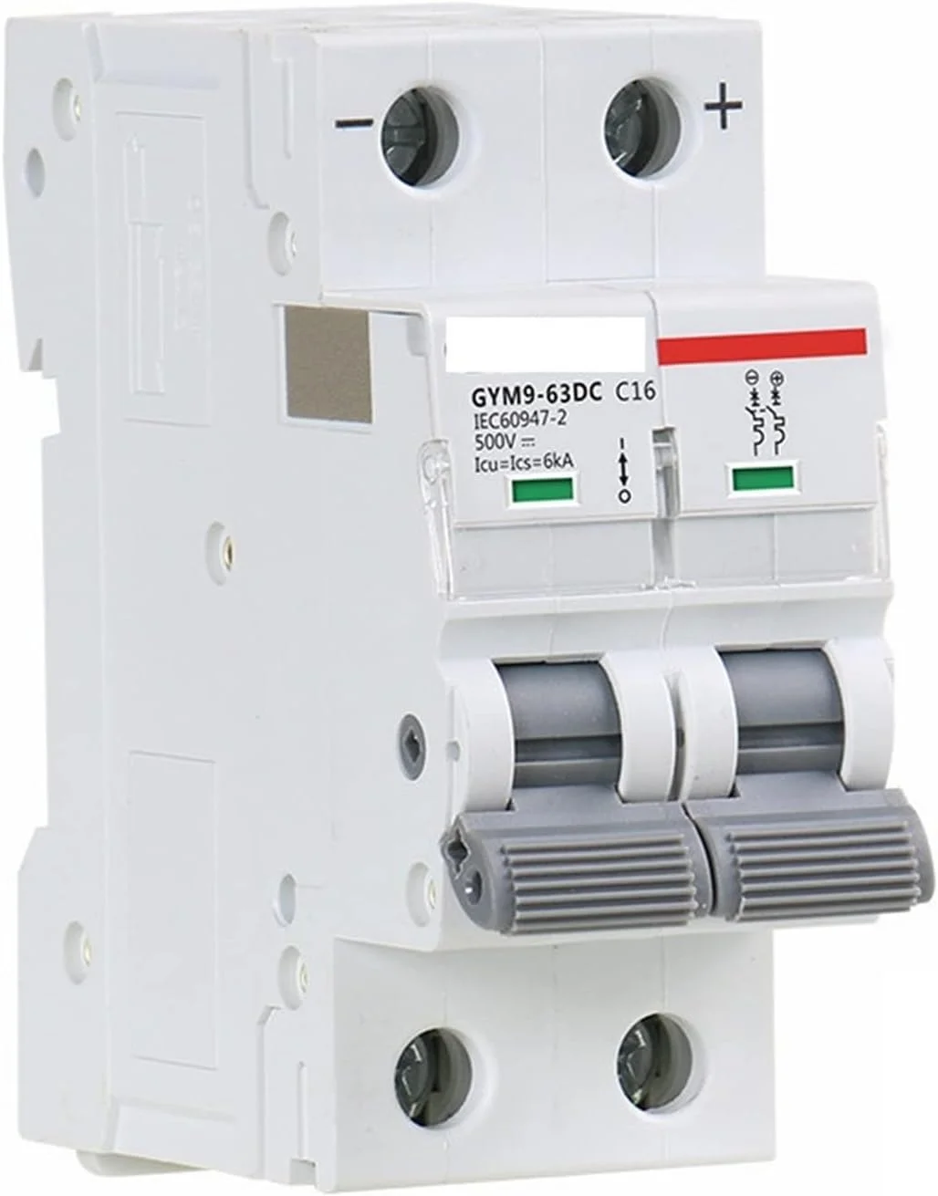 فیوز مینیاتوری ریلی DIN شوFbi مدل MCB 6KA 2 پل 500 ولت، فیوز مینیاتوری DC6A 10A 16A 20A 25A 32A 40A 50A 63A محافظ نشتی زمین (رنگ: 50 آمپر، سایز: DC MCB 2P)