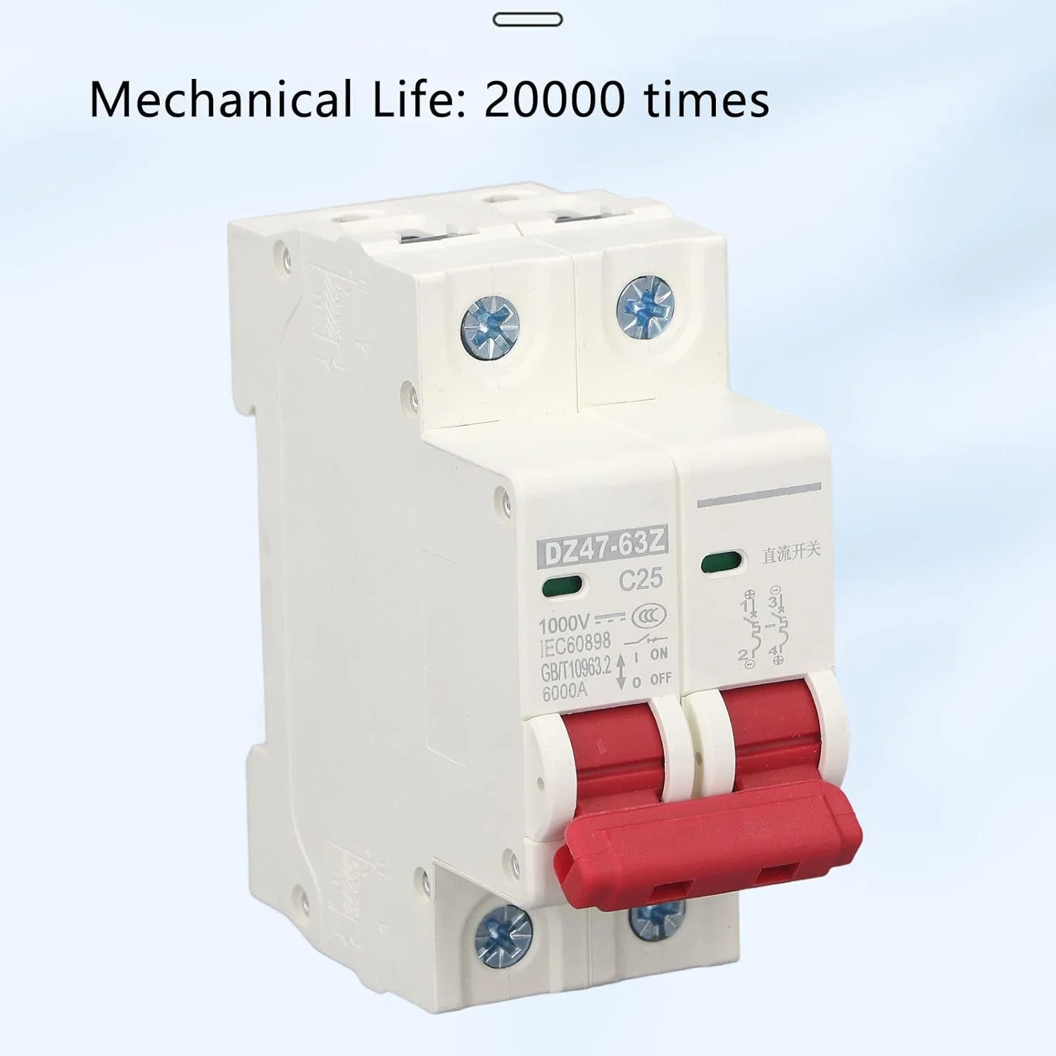 MCB خانگی با قابلیت قطع سریع قوس الکتریکی، ظرفیت شکست 6000 آمپر، کلید قطع کننده مدار 25 آمپر، کاربرد گسترده برای سیستم قدرت MCB خانگی با قابلیت قطع سریع قوس الکتریکی، ظرفیت شکست 6000 آمپر، کلید قطع کننده مدار 25 آمپر، کاربرد گسترده برای سیستم قدرت