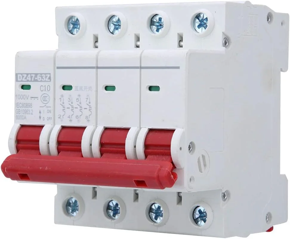 کلید مینیاتوری 4 پل DC1000V مدل DZ47-63Z، کلید هوایی فتوولتائیک، محافظ اتصال کوتاه نشتی اضافه بار، 3 عدد (40 آمپر) کلید مینیاتوری 4 پل DC1000V مدل DZ47-63Z، کلید هوایی فتوولتائیک، محافظ اتصال کوتاه نشتی اضافه بار، 3 عدد (40 آمپر)