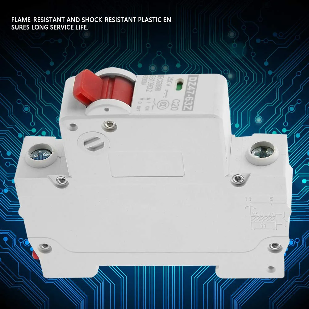 کلید مینیاتوری DC مدل DZ47-63Z-1P 20A با محافظت در برابر نشتی، کلید هوا، قطع کننده مدار DC فتوولتائیک، سوئیچ محافظ کلید مینیاتوری DC مدل DZ47-63Z-1P 20A با محافظت در برابر نشتی، کلید هوا، قطع کننده مدار DC فتوولتائیک، سوئیچ محافظ