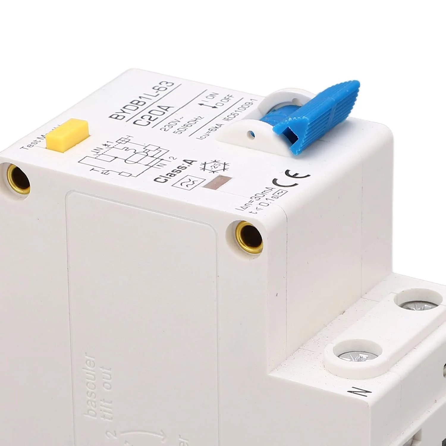 کلید مینیاتوری تک پل Denash، کلید نشتی جریان با بدنه PA66، ولتاژ AC 230V، جریان 20A، مناسب برای پروژهها کلید مینیاتوری تک پل Denash، کلید نشتی جریان با بدنه PA66، ولتاژ AC 230V، جریان 20A، مناسب برای پروژهها
