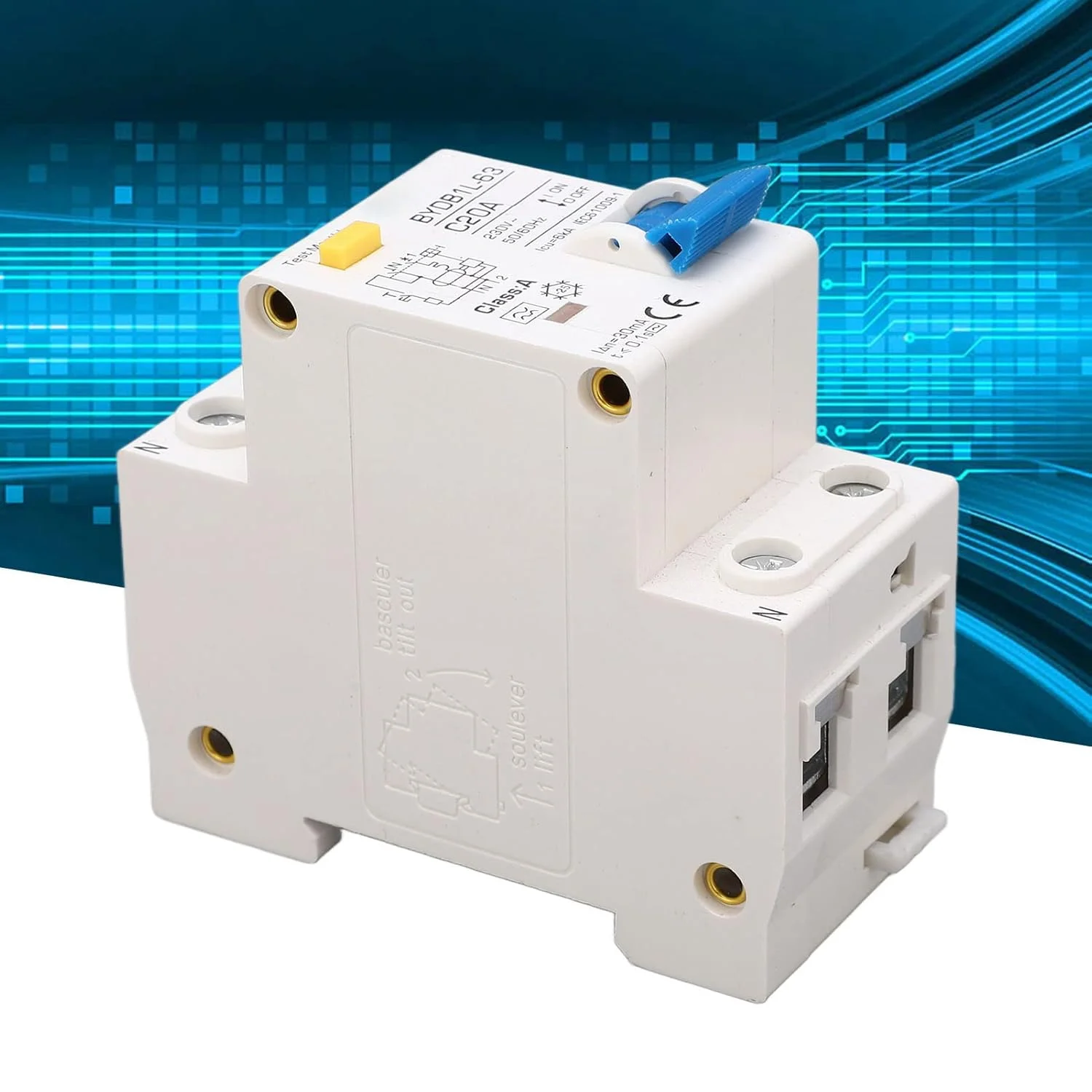 کلید مینیاتوری تک پل Denash، کلید نشتی جریان با بدنه PA66، ولتاژ AC 230V، جریان 20A، مناسب برای پروژهها کلید مینیاتوری تک پل Denash، کلید نشتی جریان با بدنه PA66، ولتاژ AC 230V، جریان 20A، مناسب برای پروژهها