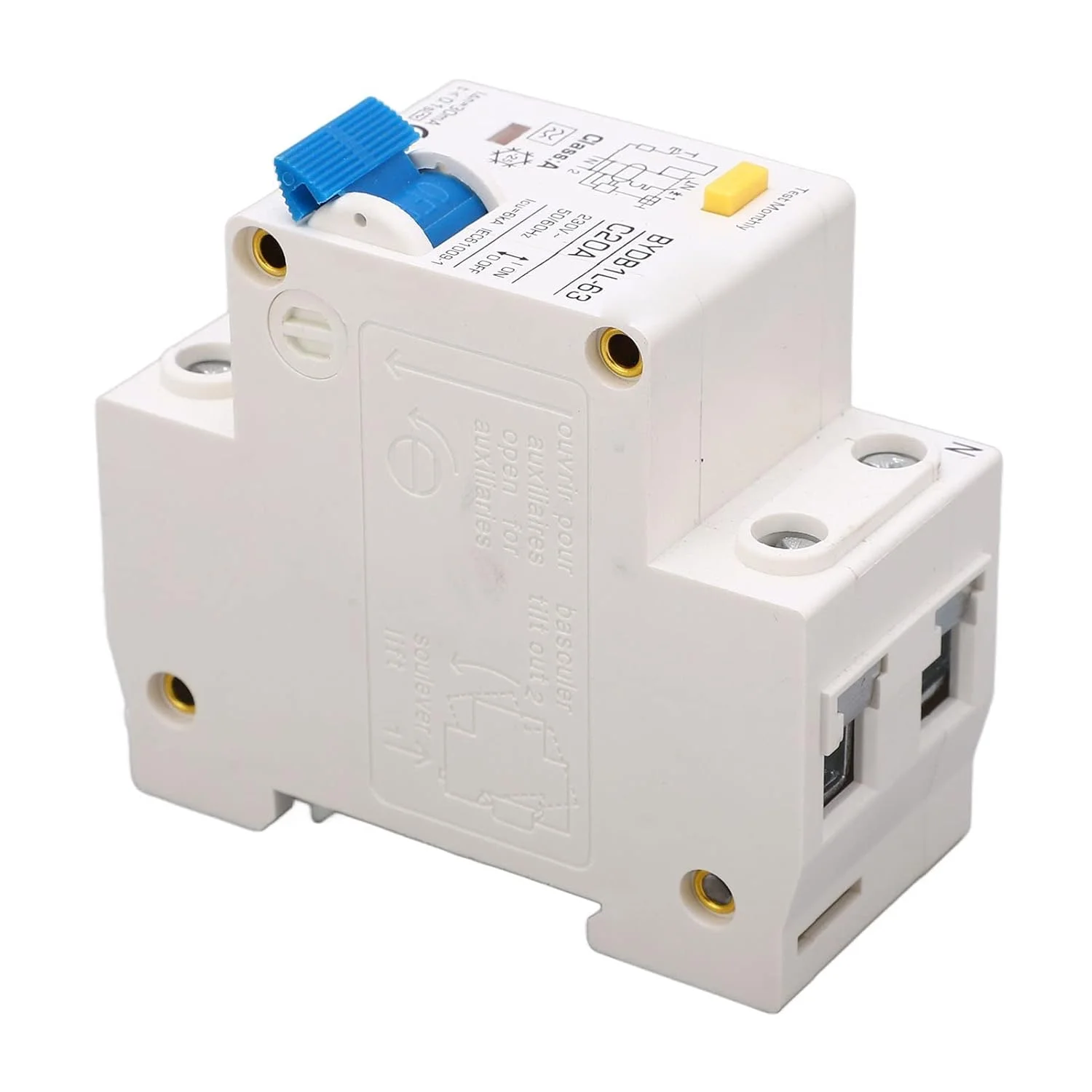 کلید مینیاتوری تک پل Denash، کلید نشتی جریان با بدنه PA66، ولتاژ AC 230V، جریان 20A، مناسب برای پروژهها کلید مینیاتوری تک پل Denash، کلید نشتی جریان با بدنه PA66، ولتاژ AC 230V، جریان 20A، مناسب برای پروژهها