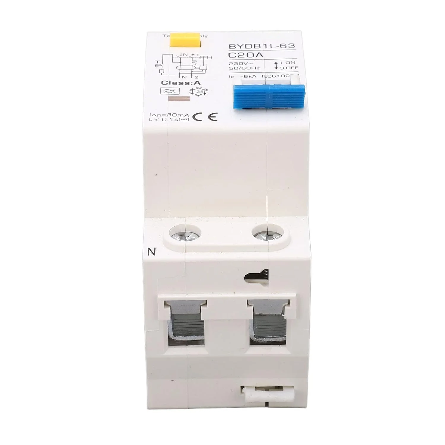 کلید مینیاتوری تک پل Denash، کلید نشتی جریان با بدنه PA66، ولتاژ AC 230V، جریان 20A، مناسب برای پروژهها کلید مینیاتوری تک پل Denash، کلید نشتی جریان با بدنه PA66، ولتاژ AC 230V، جریان 20A، مناسب برای پروژهها