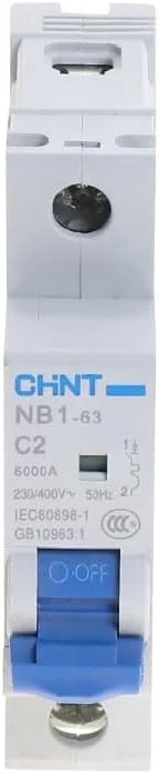 کلید مینیاتوری تک پل 50 آمپر 230 ولت 6 کیلو آمپر تیپ C مدل CHNT NB1-63