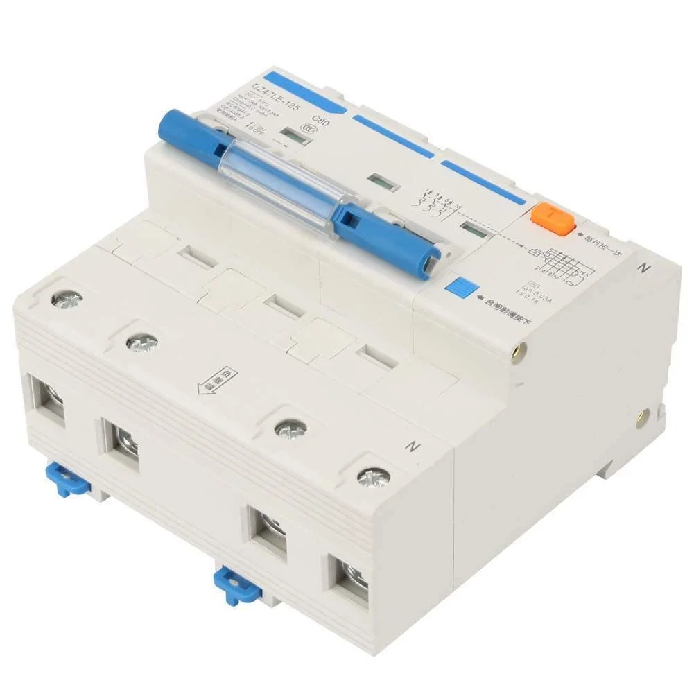 کلید مینیاتوری جریان نشتی، AC 230V 80/100/125A کلید محافظ نشتی DZ47LE-125 3P+N کلید مینیاتوری جریان (C80A)