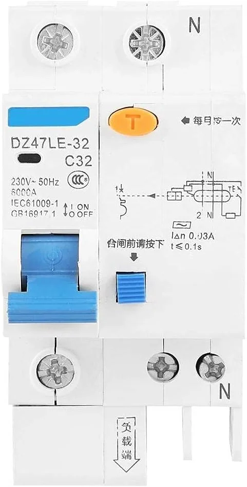 محافظ جان کلید مینیاتوری جریان نشتی 30mA 230V مدل DZ47LE-32 1P+N C32