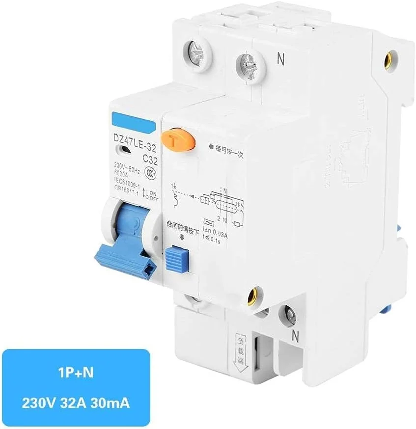 محافظ جان کلید مینیاتوری جریان نشتی 30mA 230V مدل DZ47LE-32 1P+N C32 محافظ جان کلید مینیاتوری جریان نشتی 30mA 230V مدل DZ47LE-32 1P+N C32