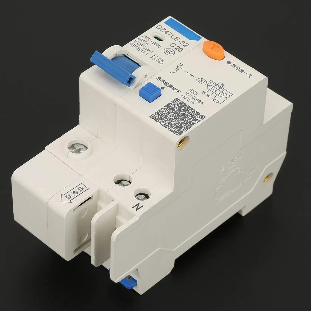 کلید مینیاتوری محافظ جان DZ47LE-32 1P+N 16A 20A 230V، کلیدهای مدار ایمنی محافظت از نشتی زمین (20 آمپر) کلید مینیاتوری محافظ جان DZ47LE-32 1P+N 16A 20A 230V، کلیدهای مدار ایمنی محافظت از نشتی زمین (20 آمپر)