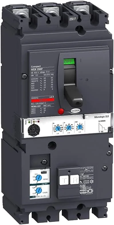 LV431972 MCCB Vigi MH NSX250F Micrologic 2.2 100A 3p3d 36kA قطع کننده مدار قالب‌گیری شده (3-100 آمپر)