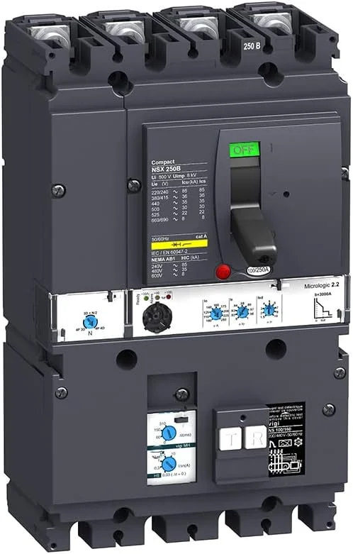 LV431987 MCCB Vigi MH NSX250B Micrologic 2.2 100A 4p4d 25kA کلید مدار شکن قالب دار (4-100 آمپر)