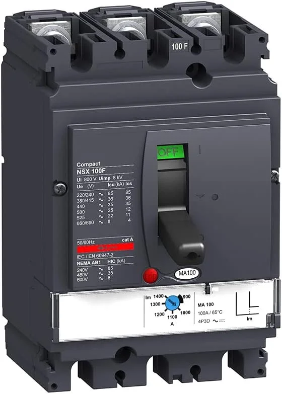 LV429741 MCCB NSX100F MA 50A 3p3d 36kA کلید مینیاتوری قالب‌گیری‌شده (3-50 آمپر)