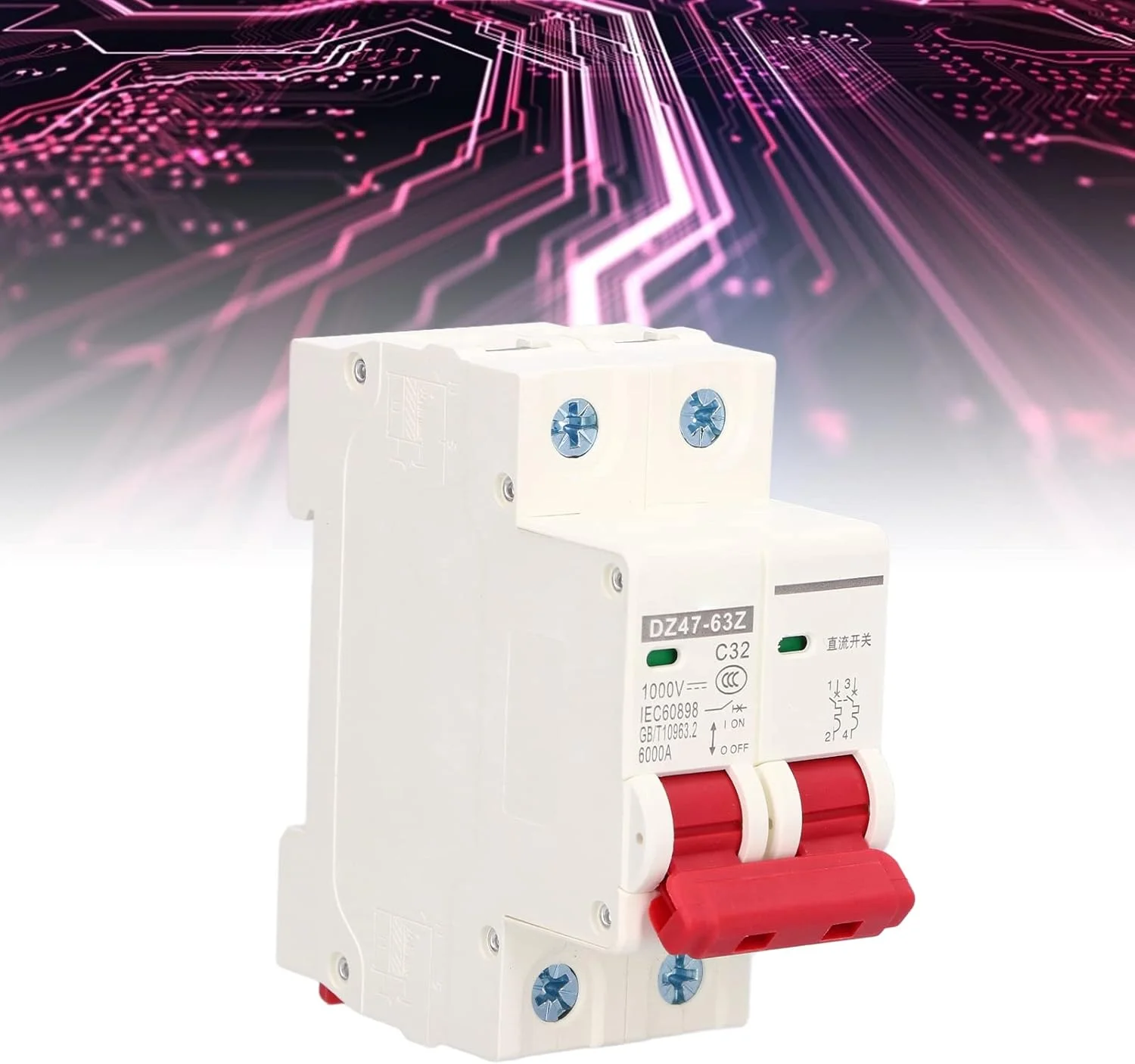 کلید مینیاتوری DC 2P ایزولاتور سیستم خورشیدی PV نصب ریل DIN 1000V 32A DZ47-63Z محافظت از تاسیسات توزیع برق در برابر اضافه بار و آسیب اتصال کوتاه کلید مینیاتوری DC 2P ایزولاتور سیستم خورشیدی PV نصب ریل DIN 1000V 32A DZ47-63Z محافظت از تاسیسات توزیع برق در برابر اضافه بار و آسیب اتصال کوتاه