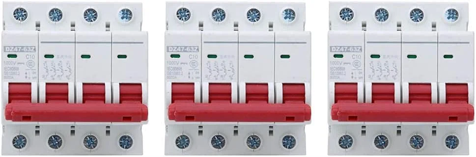 3 عدد مینیاتوری DC مدل DZ47-63Z DC1000V 4P، ایزولاتور سیستم خورشیدی PV، نصب ریلی DIN، کلید قطع کننده DC ولتاژ پایین، مینیاتوری DC برای سیستم پنل های خورشیدی (16 آمپر)