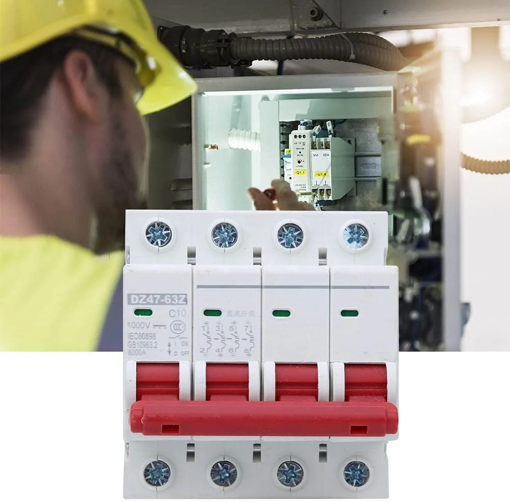3 عدد مینیاتوری DC مدل DZ47-63Z DC1000V 4P، ایزولاتور سیستم خورشیدی PV، نصب ریلی DIN، کلید قطع کننده DC ولتاژ پایین، مینیاتوری DC برای سیستم پنل های خورشیدی (16 آمپر)
