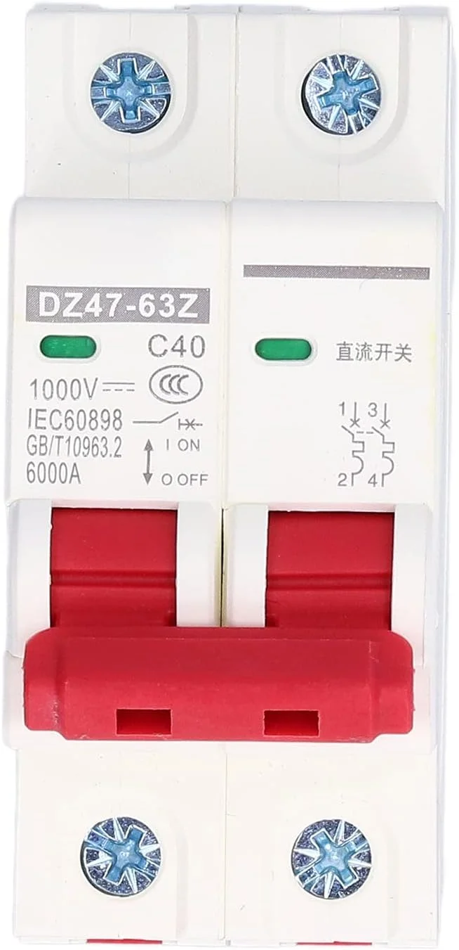 مینیاتوری قطع کننده مدار DC 2P ایزولاتور سیستم PV خورشیدی نصب ریل DIN سیستم قطع الکترومغناطیسی قوس خاموش کننده کمکی 1000V 40A DZ47-63Z C40