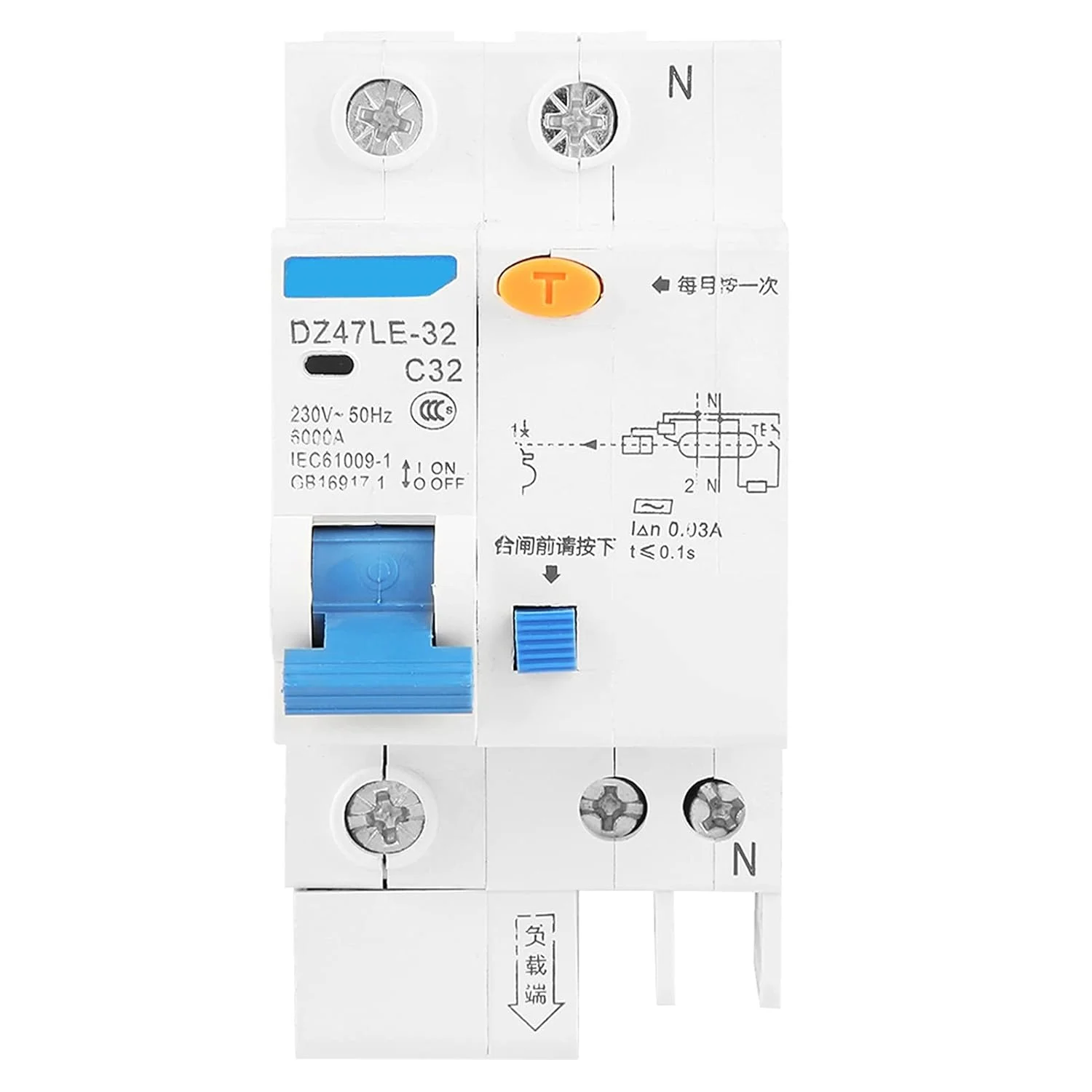 DZ47LE-32 1P+N C32 کلید مینیاتوری RCCB کلید جریان باقیمانده قطع کننده مدار 30mA 230V محافظت از نشت سوئیچ هوا DZ47LE-32 1P+N C32 کلید مینیاتوری RCCB کلید جریان باقیمانده قطع کننده مدار 30mA 230V محافظت از نشت سوئیچ هوا