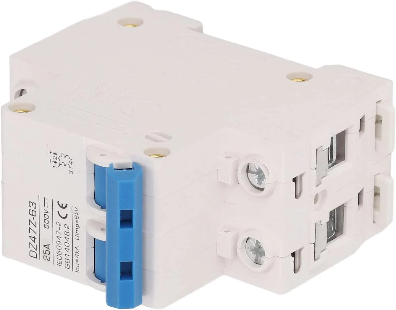 مینیاتوری قطع کننده مدار DNEI، نصب ریلی DIN 2P مینی قطع کننده مدار DC قطع سریع 4kA Icu DC500V برای سیستم برق دریایی (25A)