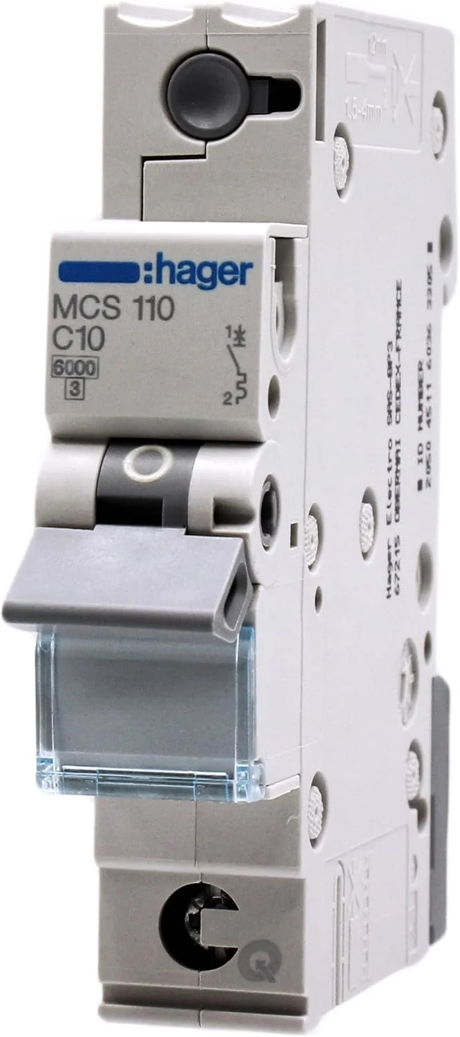 فیوز مینیاتوری تک پل 10 آمپر تیپ C هاگر مدل MCS110 - فیوزهای مینیاتوری (25 تا 60 درجه سانتیگراد، -25 تا 80 درجه سانتیگراد)
