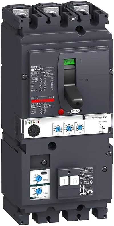 LV429972 MCCB Vigi MH NSX100F Micrologic 2.2 40A 3p3d 36kA کلید مینیاتوری قالب‌گیری‌شده (3-40 آمپر)