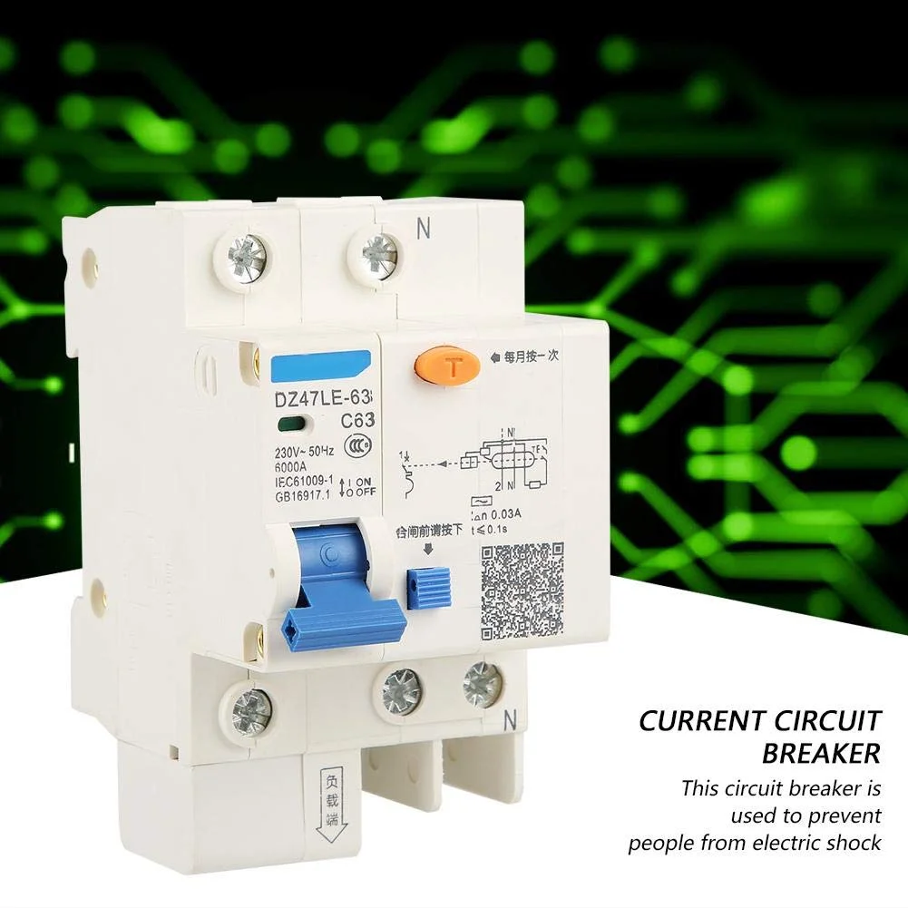 کلید محافظ جان، DZ47LE-63 1P+N C63 RCCB کلید محافظ جان جریان نشتی 230 ولت 63 آمپر 30 میلی آمپر برای دکوراسیون منزل، ساخت و ساز مهندسی کلید محافظ جان، DZ47LE-63 1P+N C63 RCCB کلید محافظ جان جریان نشتی 230 ولت 63 آمپر 30 میلی آمپر برای دکوراسیون منزل، ساخت و ساز مهندسی