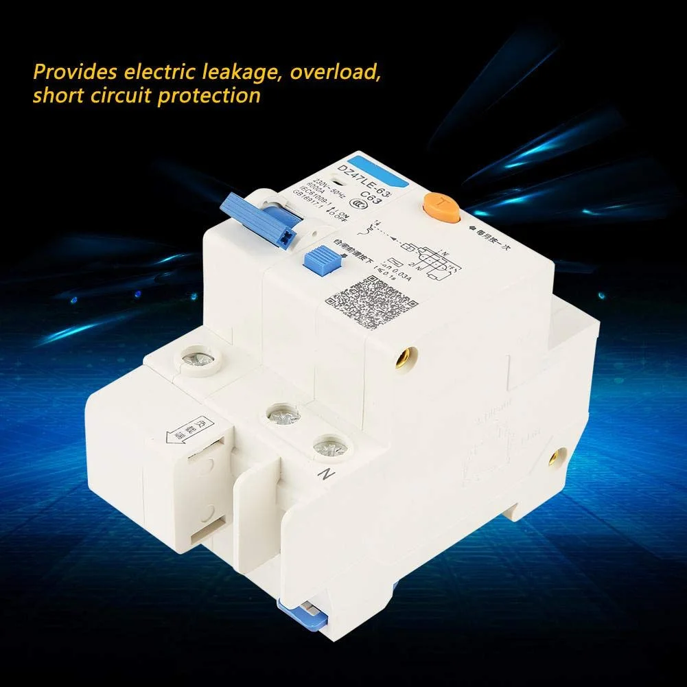 کلید محافظ جان، DZ47LE-63 1P+N C63 RCCB کلید محافظ جان جریان نشتی 230 ولت 63 آمپر 30 میلی آمپر برای دکوراسیون منزل، ساخت و ساز مهندسی کلید محافظ جان، DZ47LE-63 1P+N C63 RCCB کلید محافظ جان جریان نشتی 230 ولت 63 آمپر 30 میلی آمپر برای دکوراسیون منزل، ساخت و ساز مهندسی