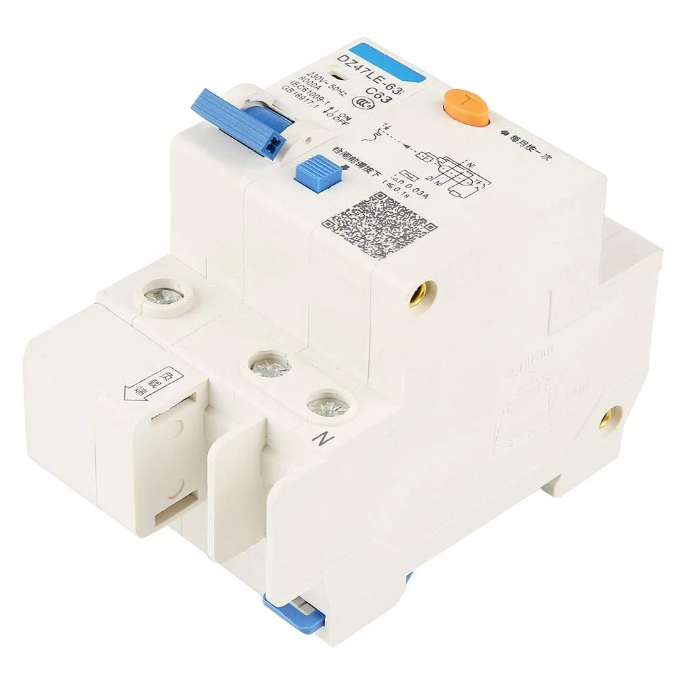 کلید محافظ جان، DZ47LE-63 1P+N C63 RCCB کلید محافظ جان جریان نشتی 230 ولت 63 آمپر 30 میلی آمپر برای دکوراسیون منزل، ساخت و ساز مهندسی کلید محافظ جان، DZ47LE-63 1P+N C63 RCCB کلید محافظ جان جریان نشتی 230 ولت 63 آمپر 30 میلی آمپر برای دکوراسیون منزل، ساخت و ساز مهندسی