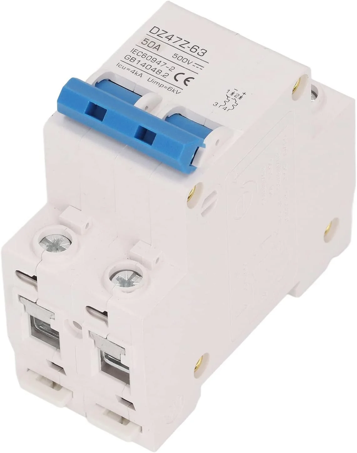 مینی کلید مدار شکن DC دو پل، کلید مدار شکن کوچک DC500V با قطع سریع، ساختار ماژولار Uimp 6kV برای سیستم برق دریایی (50A)