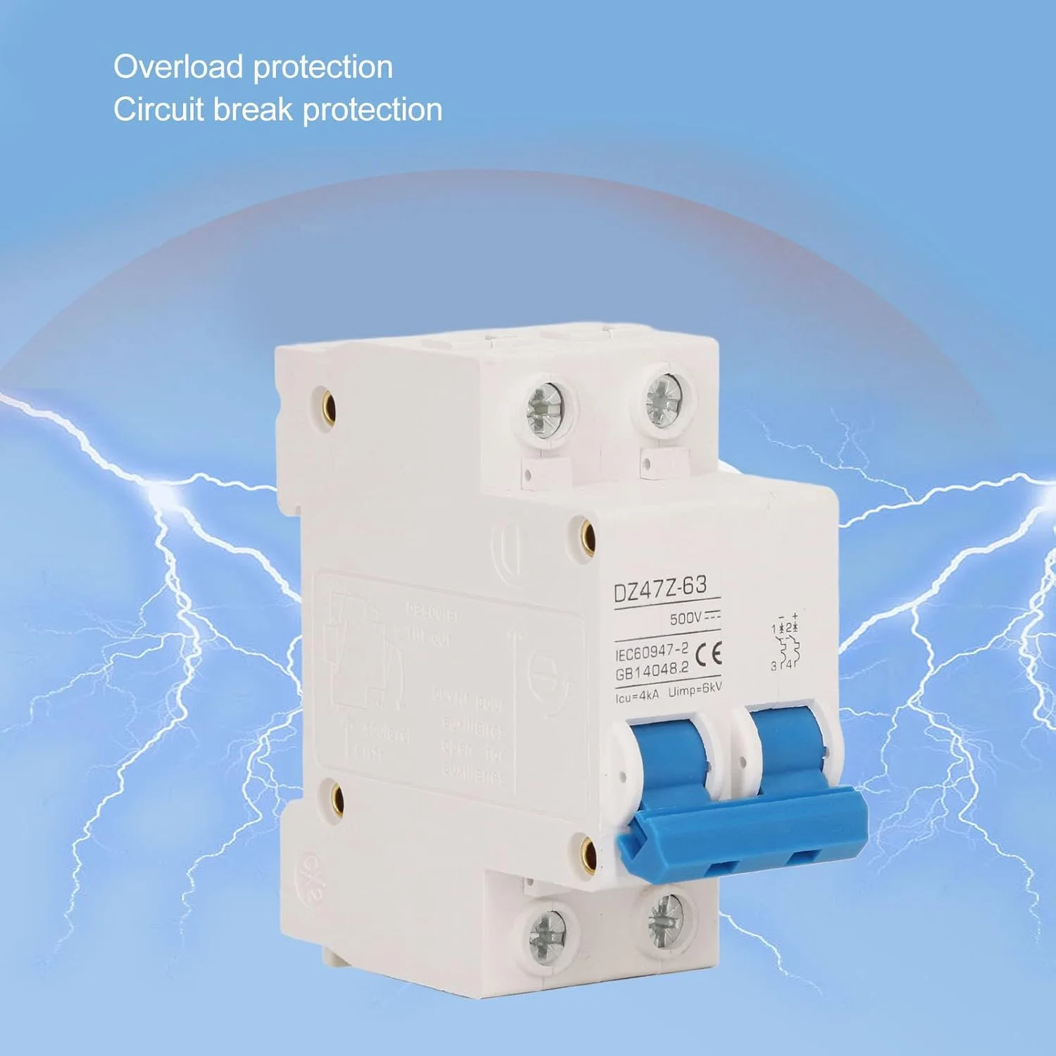 مینی کلید مدار شکن DC دو پل، کلید مدار شکن کوچک DC500V با قطع سریع، ساختار ماژولار Uimp 6kV برای سیستم برق دریایی (50A) مینی کلید مدار شکن DC دو پل، کلید مدار شکن کوچک DC500V با قطع سریع، ساختار ماژولار Uimp 6kV برای سیستم برق دریایی (50A)