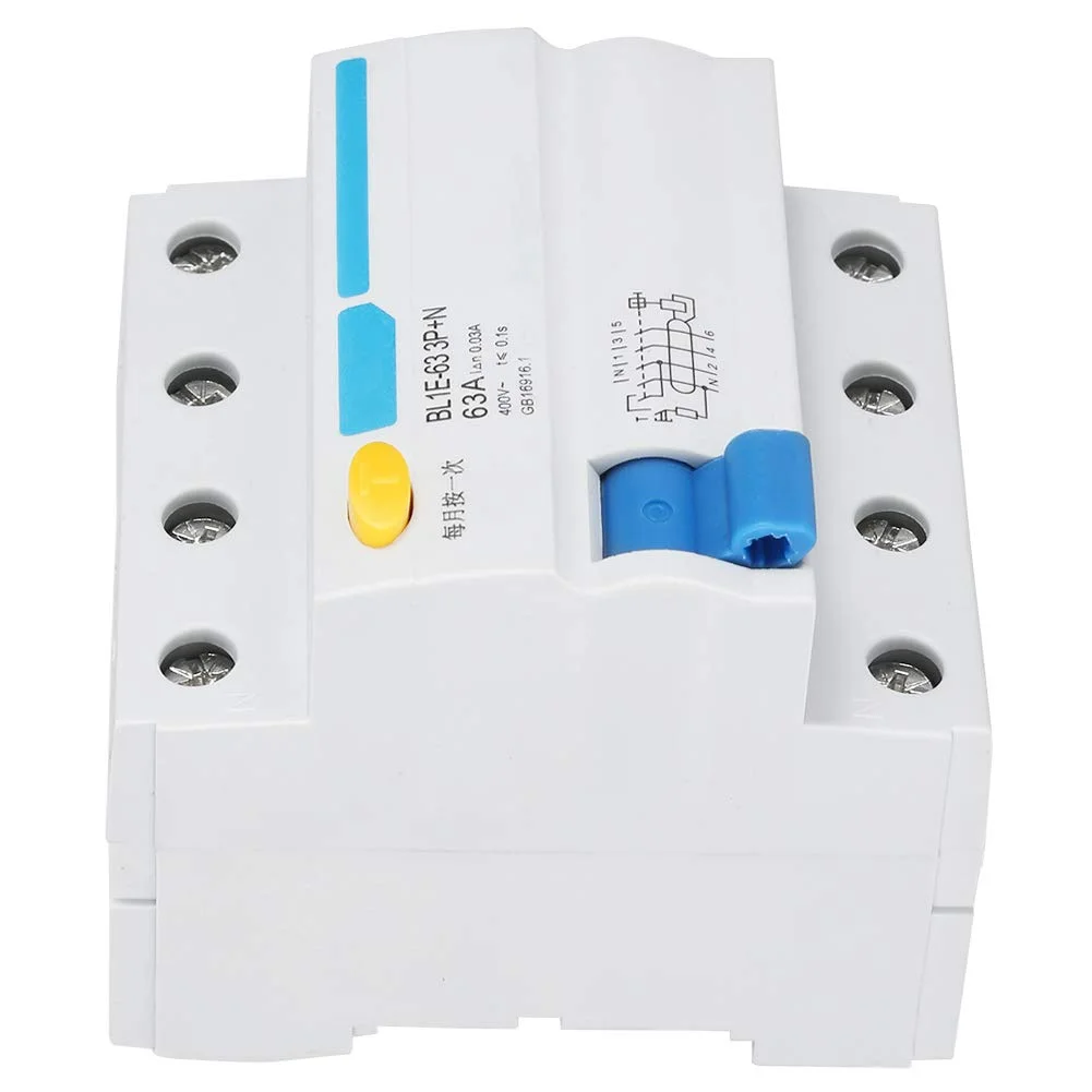 کلید محافظ جان، BL1E-63 3P+N 63A RCCB، کلید مدار با ظرفیت شکست 6kA، کلید مدار جریان AC 230V با اندازه جمع و جور، برای دکوراسیون منزل، ساخت و ساز مهندسی، شبکه روستایی کلید محافظ جان، BL1E-63 3P+N 63A RCCB، کلید مدار با ظرفیت شکست 6kA، کلید مدار جریان AC 230V با اندازه جمع و جور، برای دکوراسیون منزل، ساخت و ساز مهندسی، شبکه روستایی