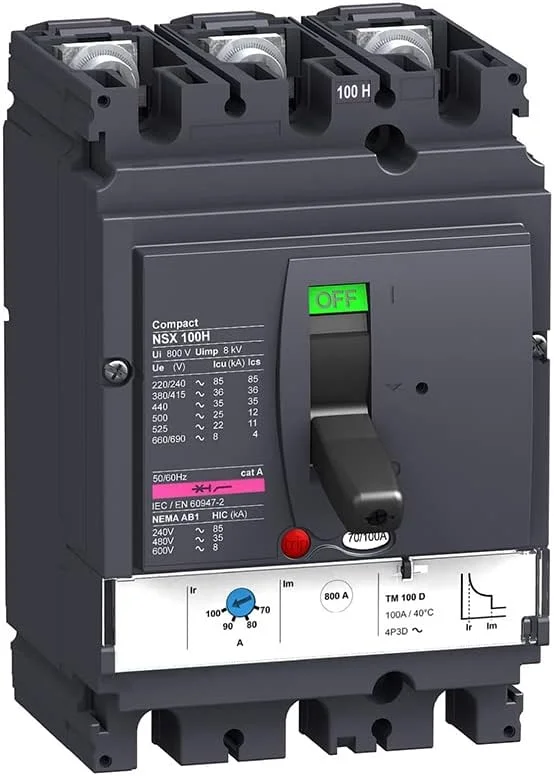کلید اتوماتیک فشرده LV429676 MCCB NSX100H TMD 25A 3p3d 70kA (3-25 آمپر)
