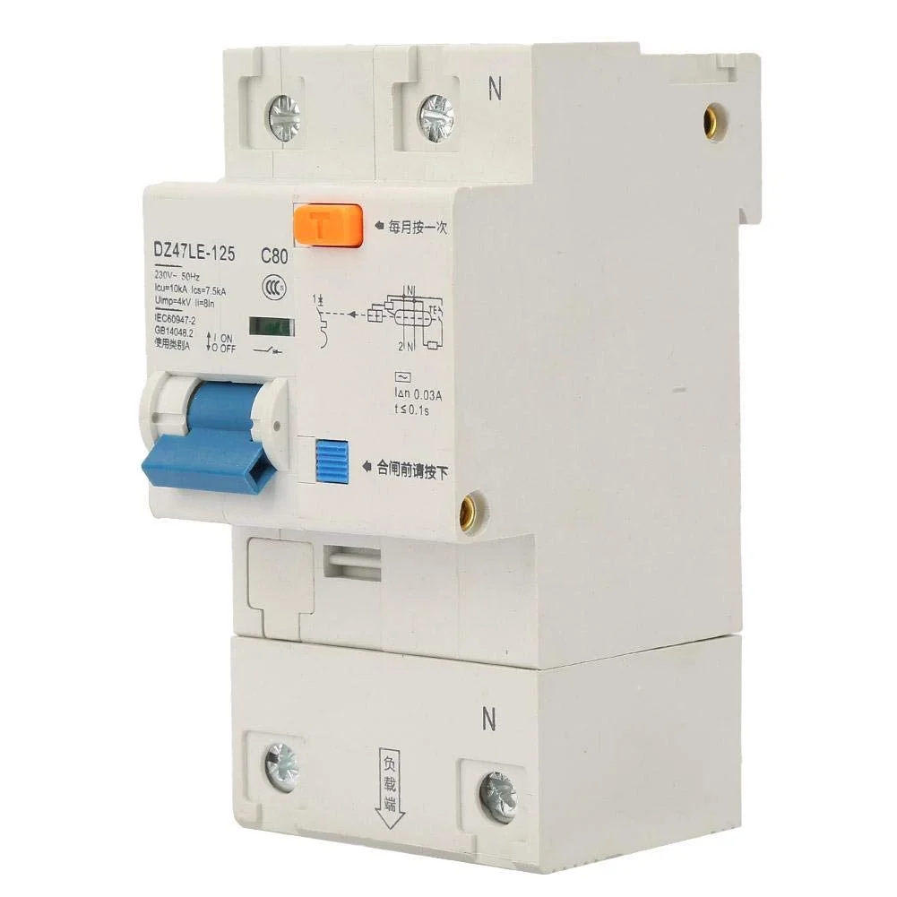 کلید مینیاتوری جریان نشتی، AC 230V 80/100/125A کلید محافظ نشتی DZ47LE-125​ 1P+N کلید مینیاتوری جریان (C80A)