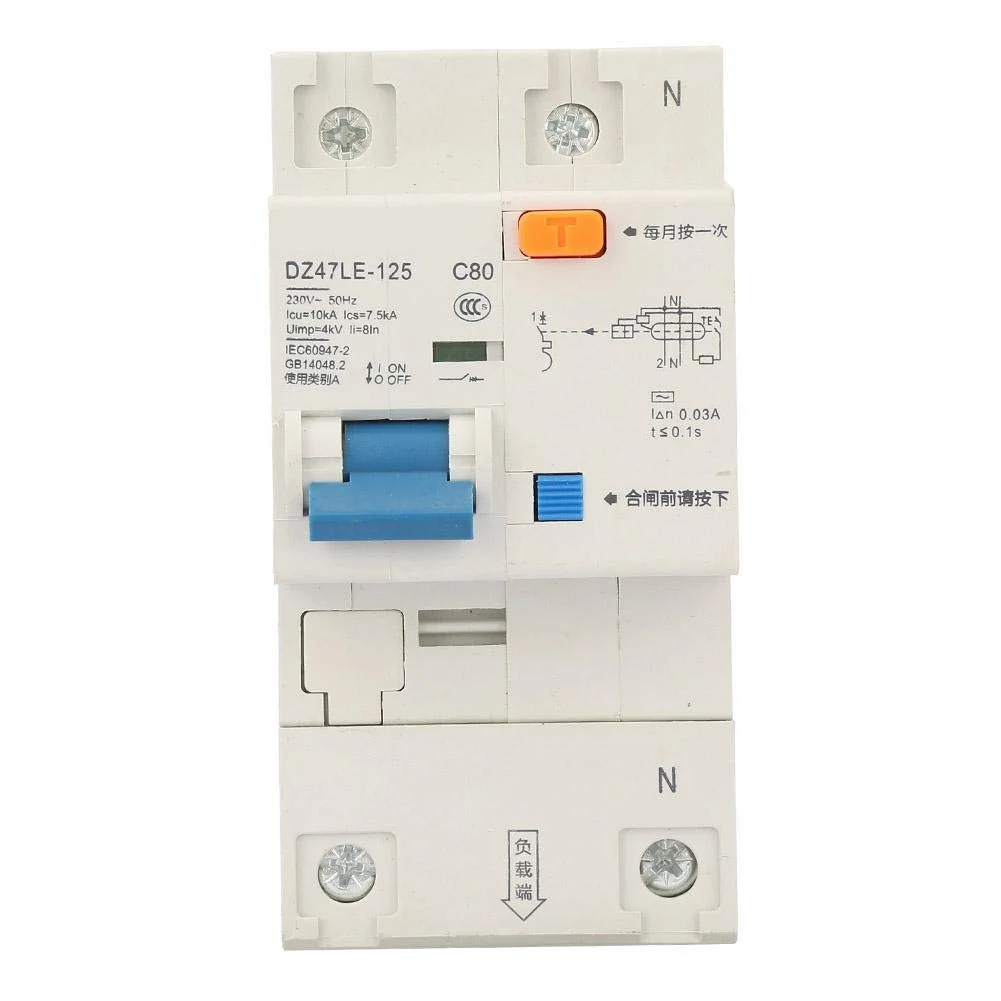 کلید مینیاتوری جریان نشتی، AC 230V 80/100/125A کلید محافظ نشتی DZ47LE-125​ 1P+N کلید مینیاتوری جریان (C80A)