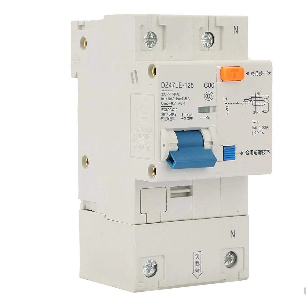 کلید مینیاتوری جریان نشتی، AC 230V 80/100/125A کلید محافظ نشتی DZ47LE-125​ 1P+N کلید مینیاتوری جریان (C80A)