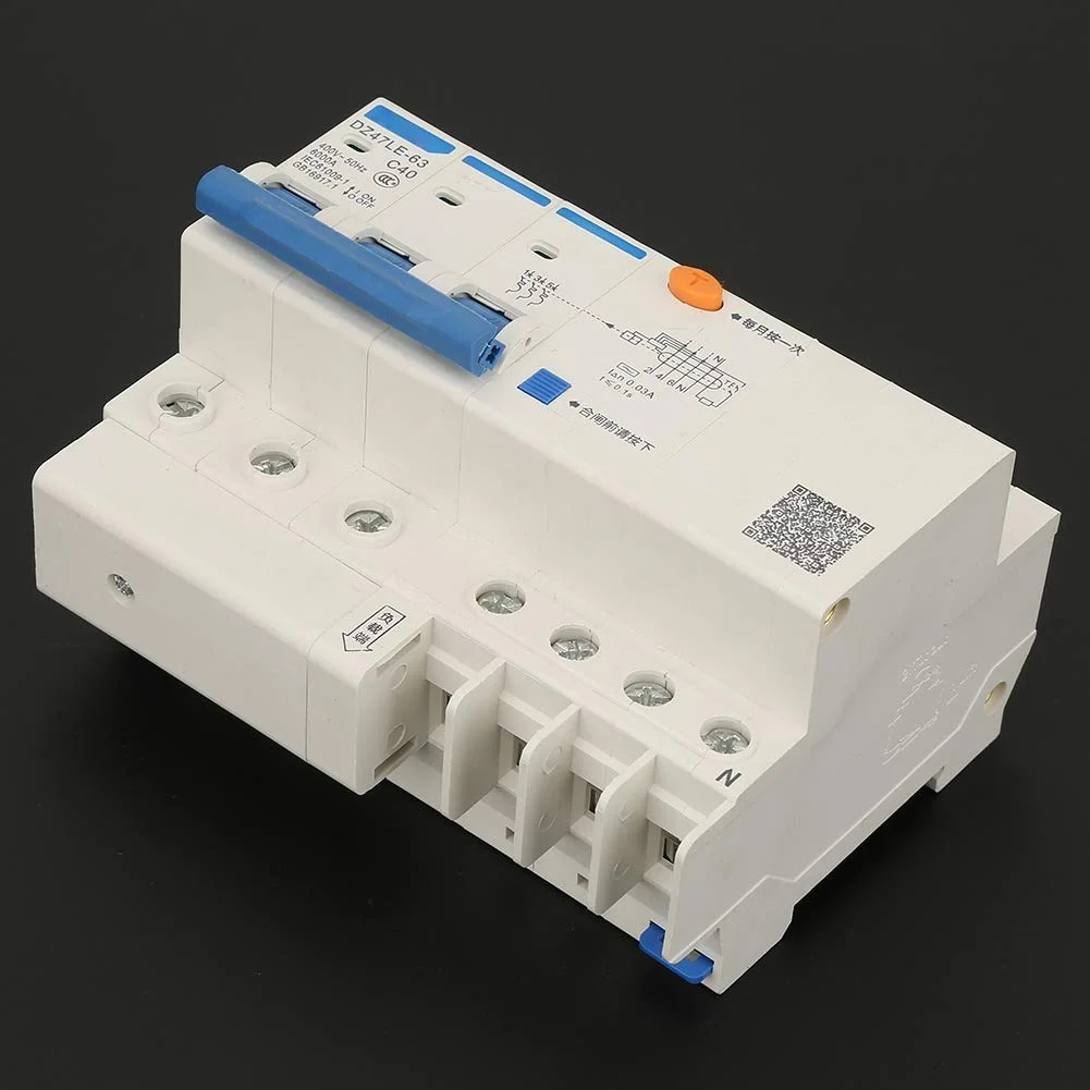 کلید مینیاتوری محافظ جان DZ47LE-63 3P+N C40 40A 400V