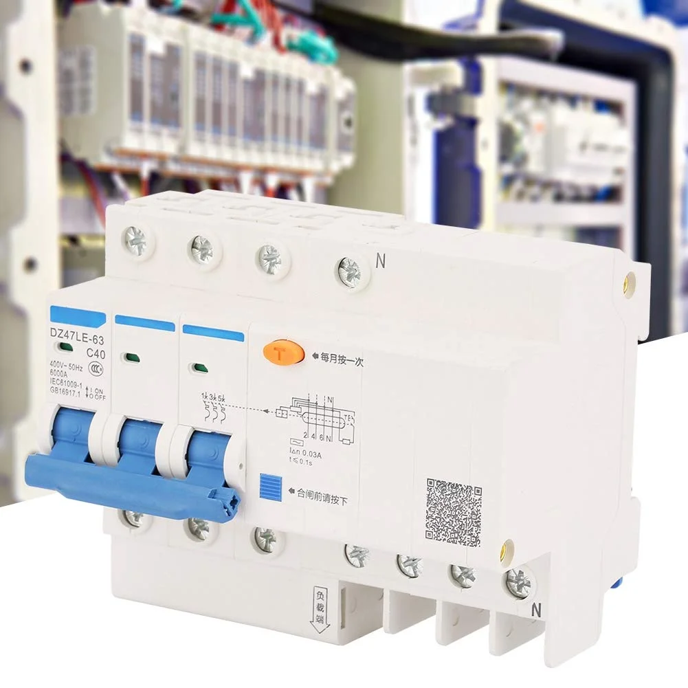 کلید مینیاتوری محافظ جان DZ47LE-63 3P+N C40 40A 400V
