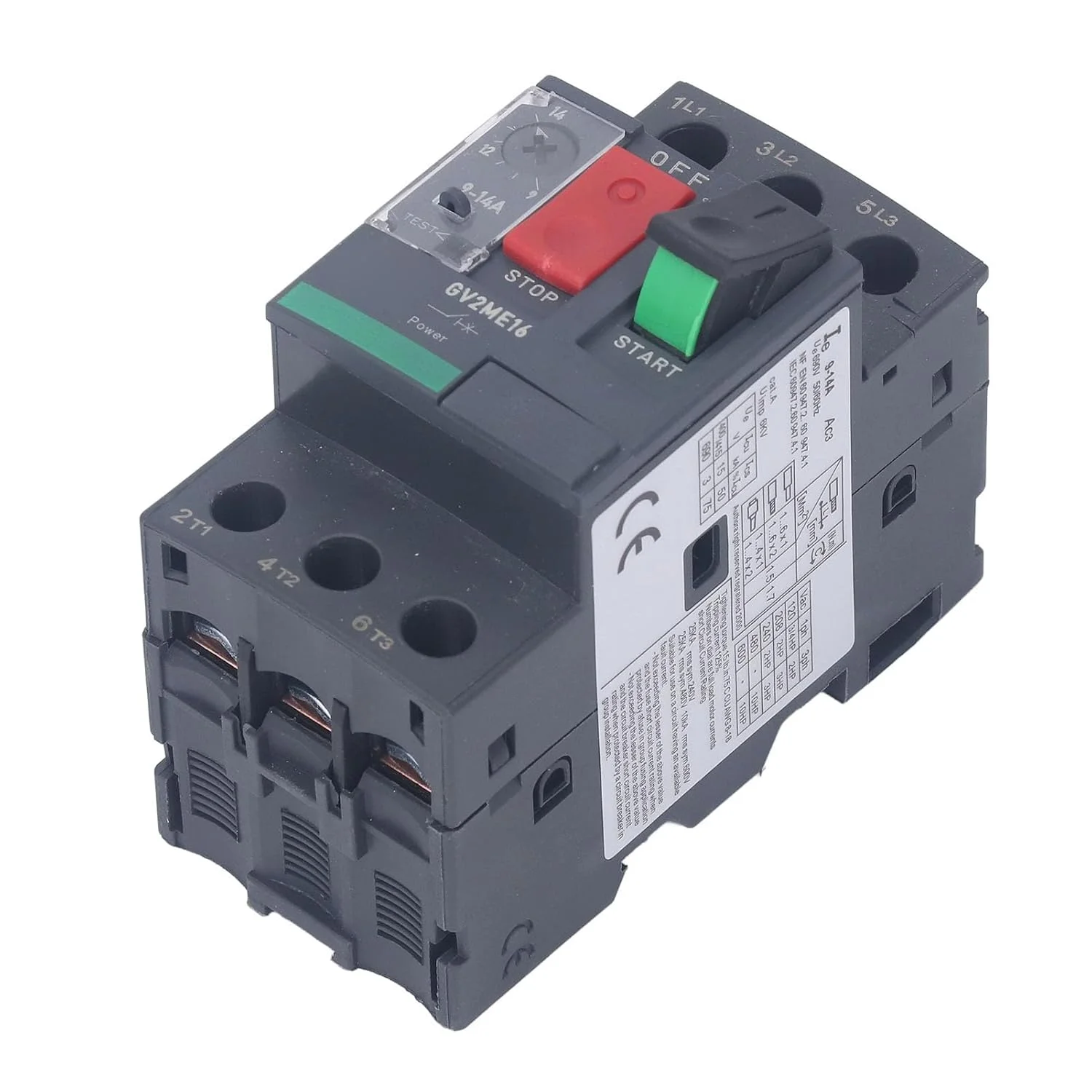 قطع کننده مدار موتور، AC690V با دکمه استارت دستی اضافه بار حرارتی مغناطیسی برای استارت موتور، قطع کننده های مدار مینیاتوری با حفاظت اضافه بار کارآمد (GV2-ME16 9-14A)